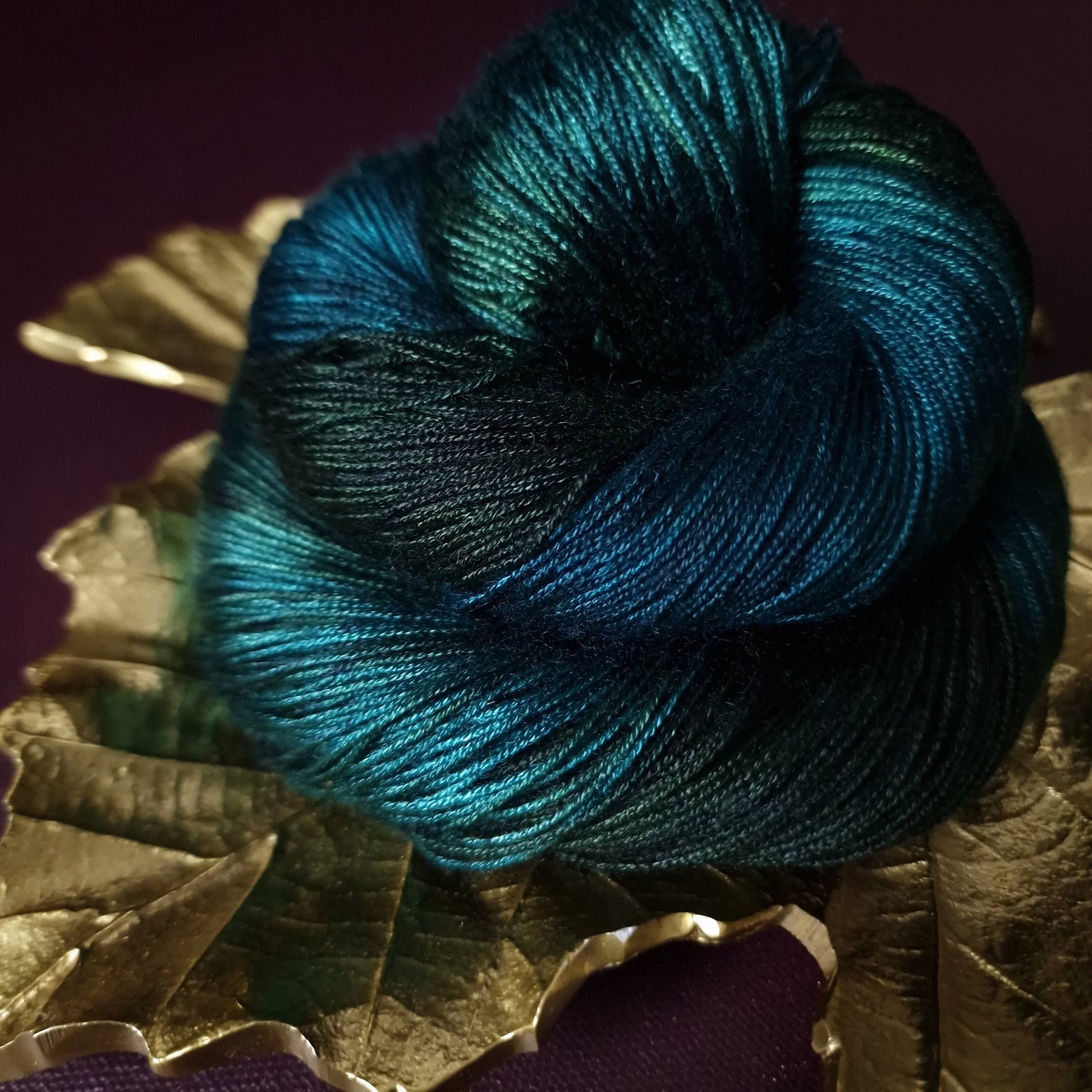 Hand dyed yarn ~ Midnight Sea***Dyed to order ~ fingering / DK weight tencel OR bamboo yarn, vegan, hand painted