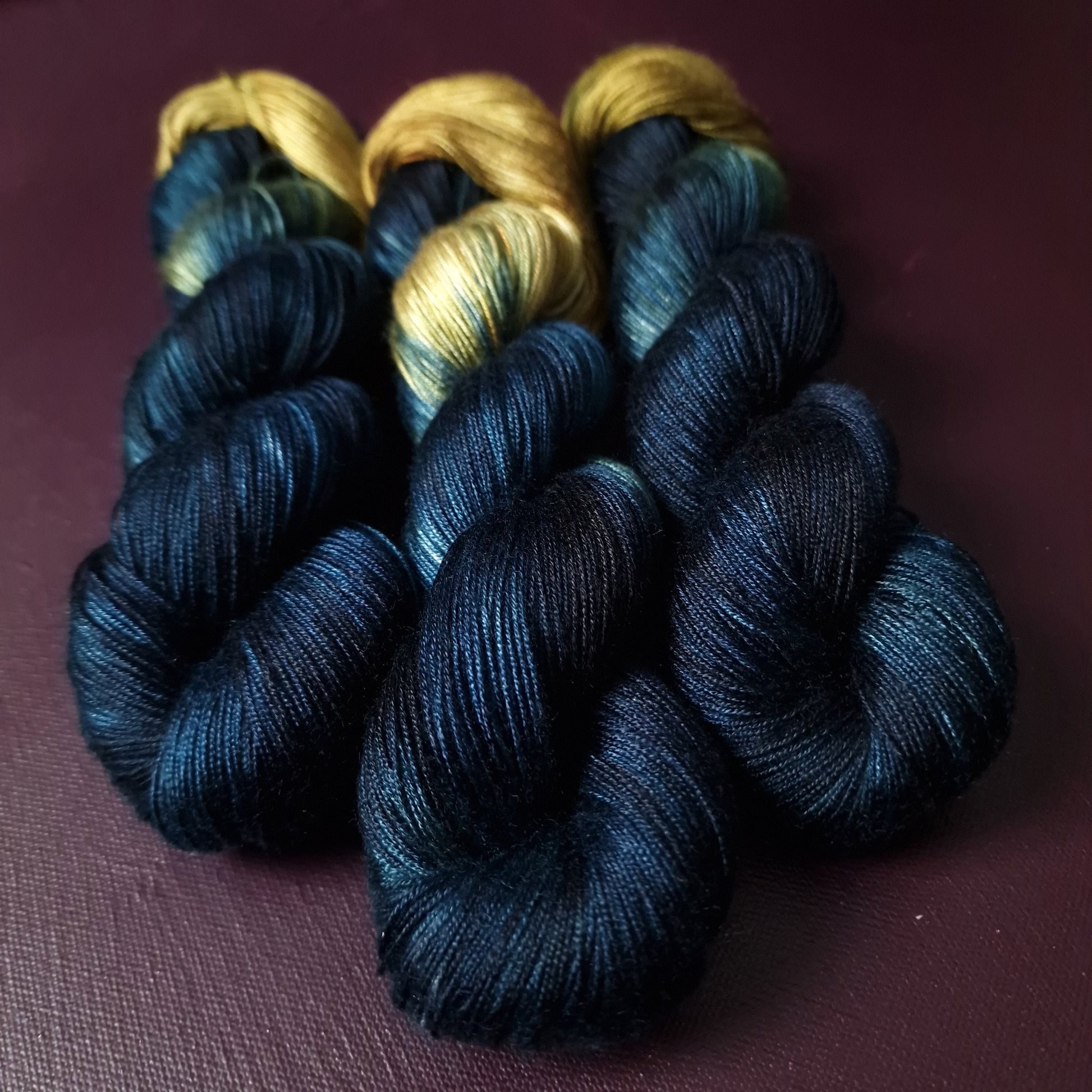 Hand dyed yarn ~ Ocean&#39;s Treasure ***Dyed to order ~ fingering / DK weight tencel OR bamboo yarn, vegan, hand painted