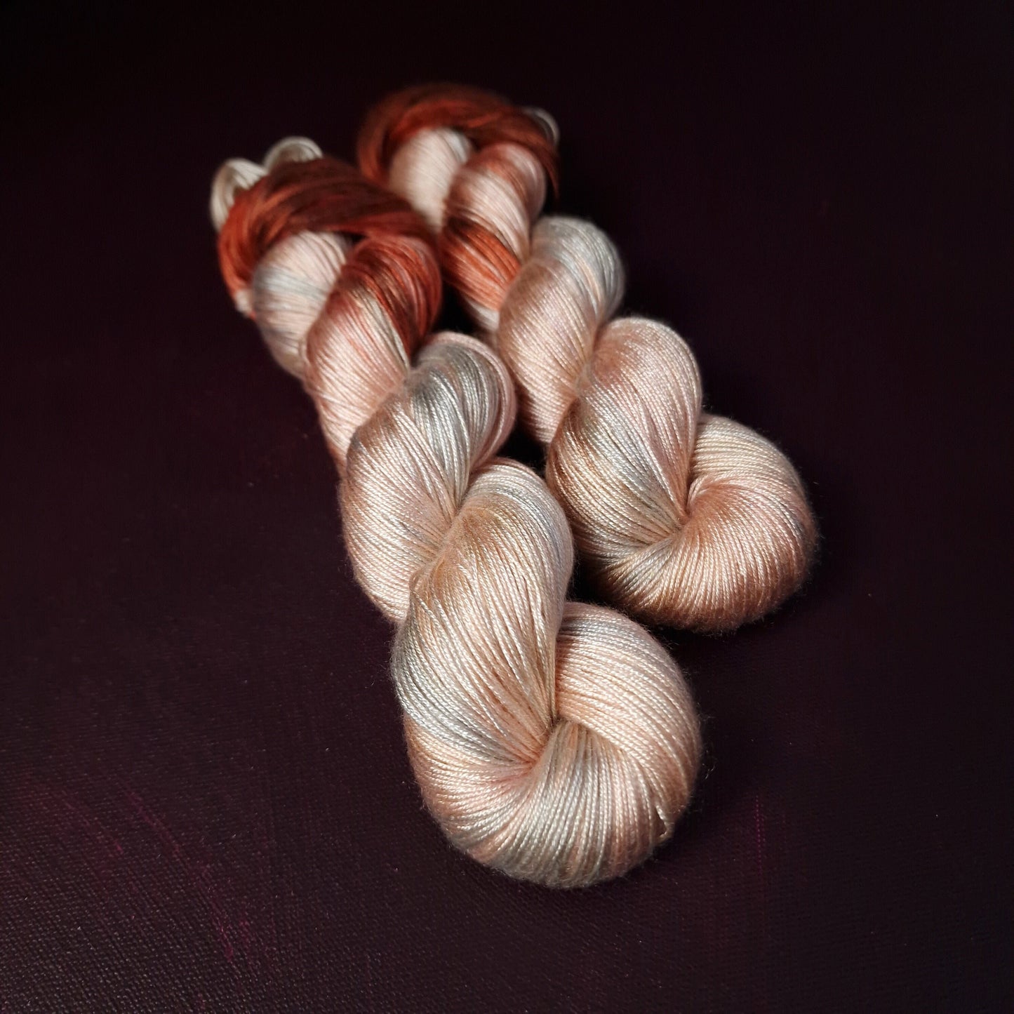 Hand dyed yarn ~ Peachy Sunset *** Dyed to order ~ fingering / DK weight tencel OR bamboo yarn, vegan, hand painted