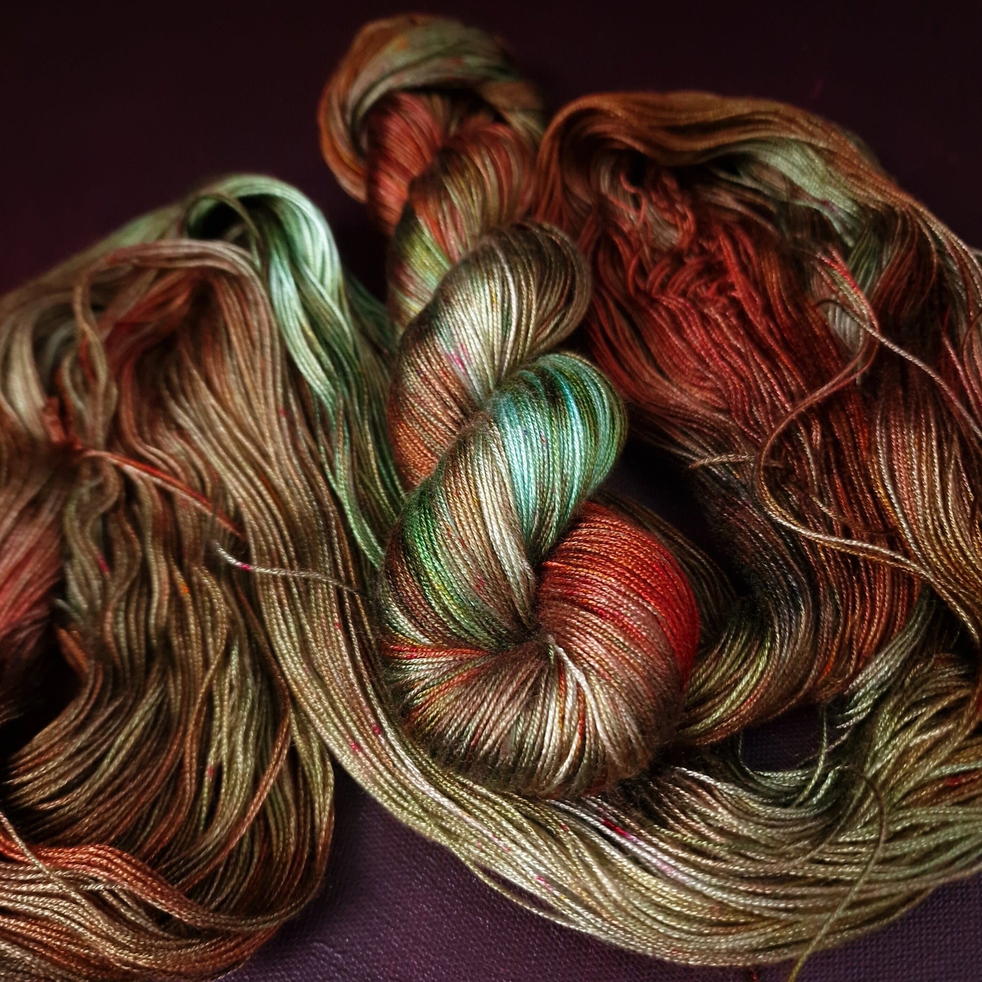 Hand dyed yarn ~ Tales Of A Rooster *** Dyed to order ~ fingering / DK weight tencel OR bamboo yarn, vegan, hand painted