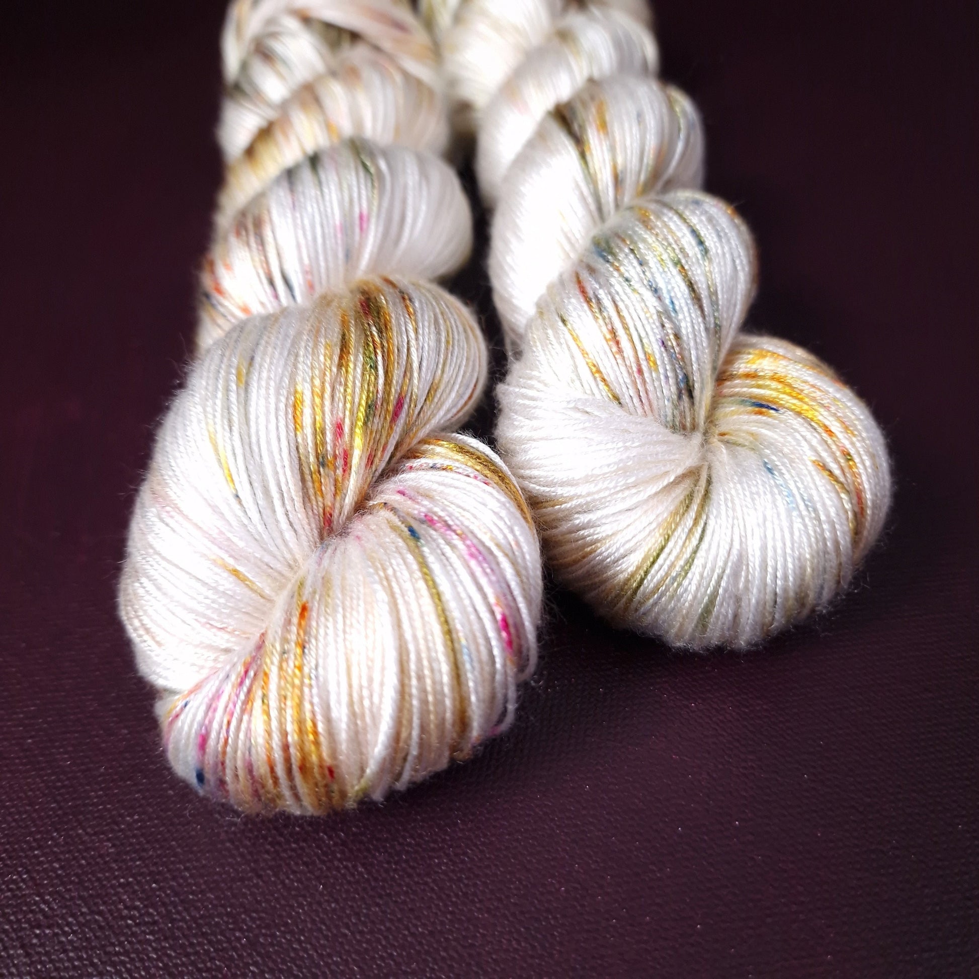 Hand dyed yarn ~ Sprinkles On The Snow *** Dyed to order ~ fingering / DK weight tencel OR bamboo yarn, vegan, hand painted