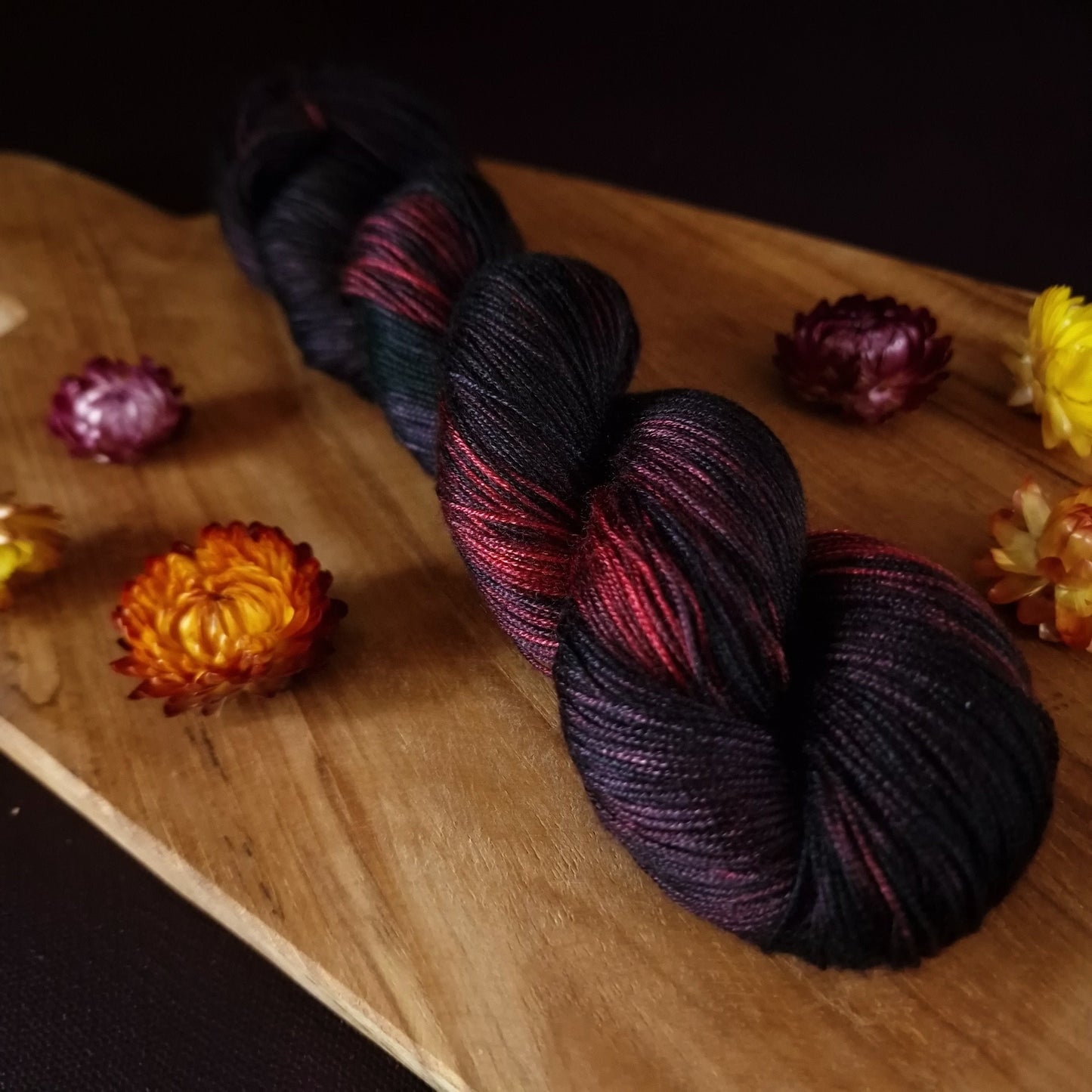 Hand dyed yarn ~ Acai Wine ***Dyed to order ~ fingering / DK weight tencel OR bamboo yarn, vegan