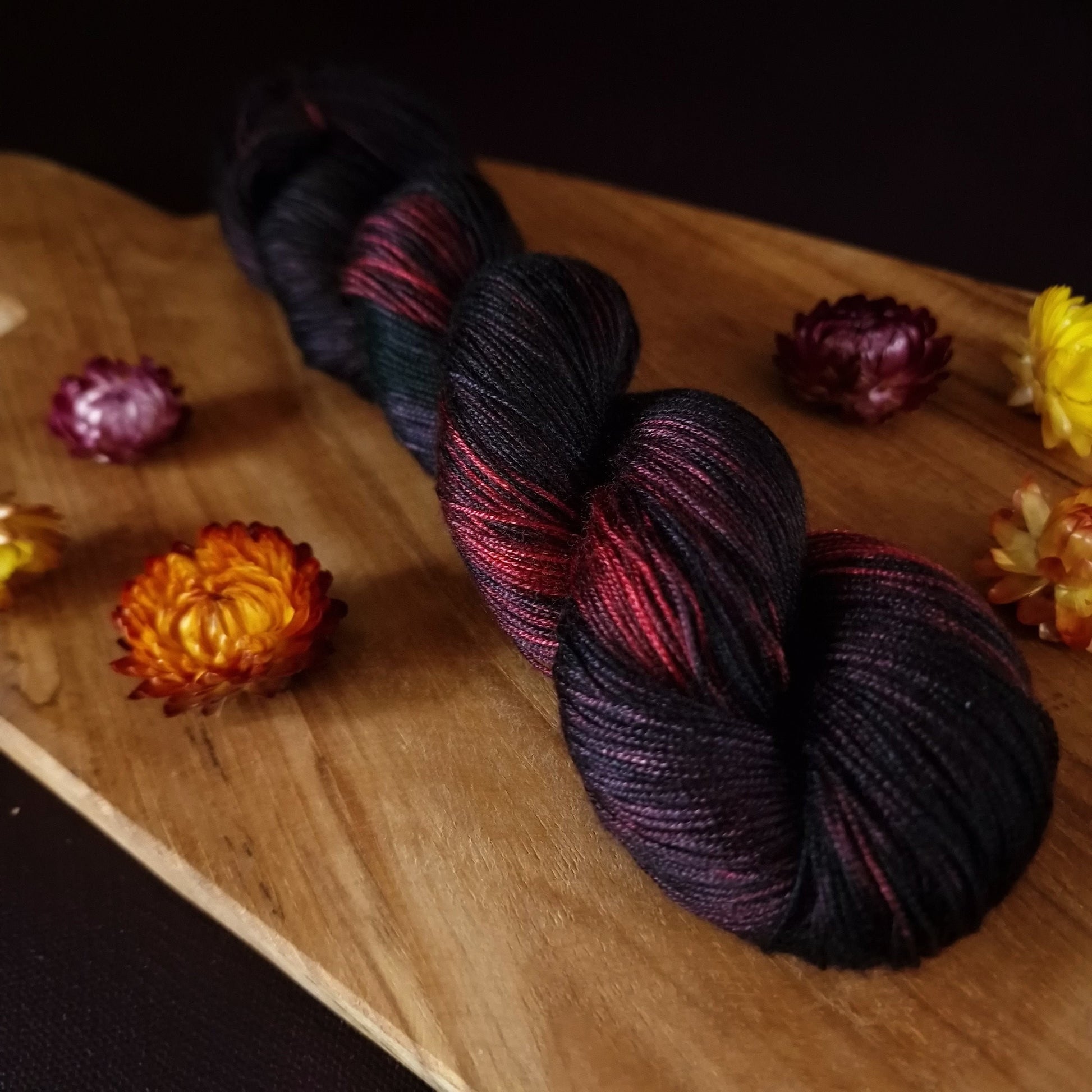 Hand dyed yarn ~ Acai Wine ***Dyed to order ~ fingering / DK weight tencel OR bamboo yarn, vegan