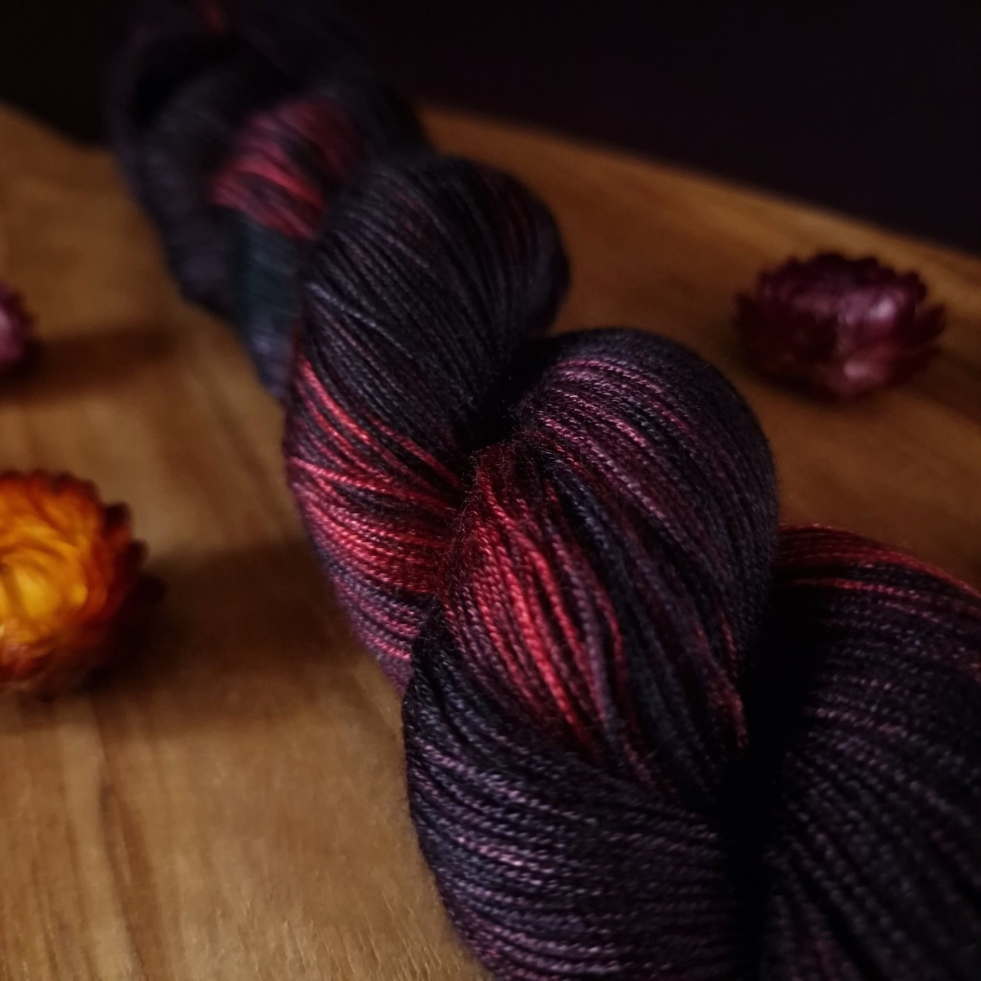 Hand dyed yarn ~ Java Plum Wine ***Dyed to order ~ fingering / DK weight tencel OR bamboo yarn, vegan