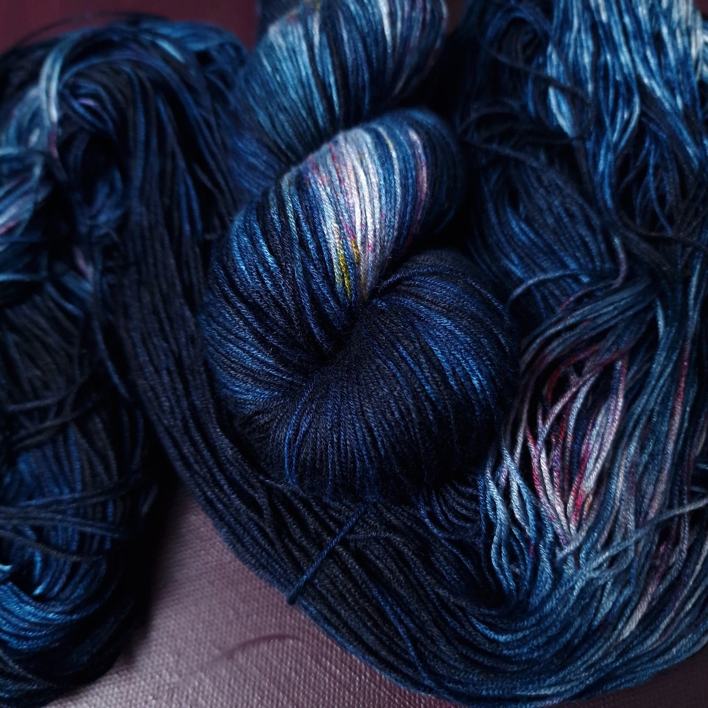 Hand dyed yarn ~ Confetti Sky ***Dyed to order ~ fingering / DK weight tencel OR bamboo yarn, vegan