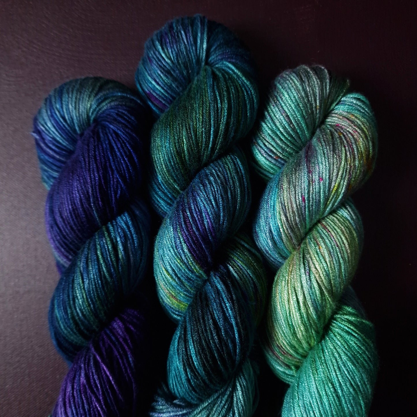 Hand dyed yarn ~ Fade Set ~ Peacock Dreams ~ tencel yarn, bamboo, vegan, hand painted, fingering, DK