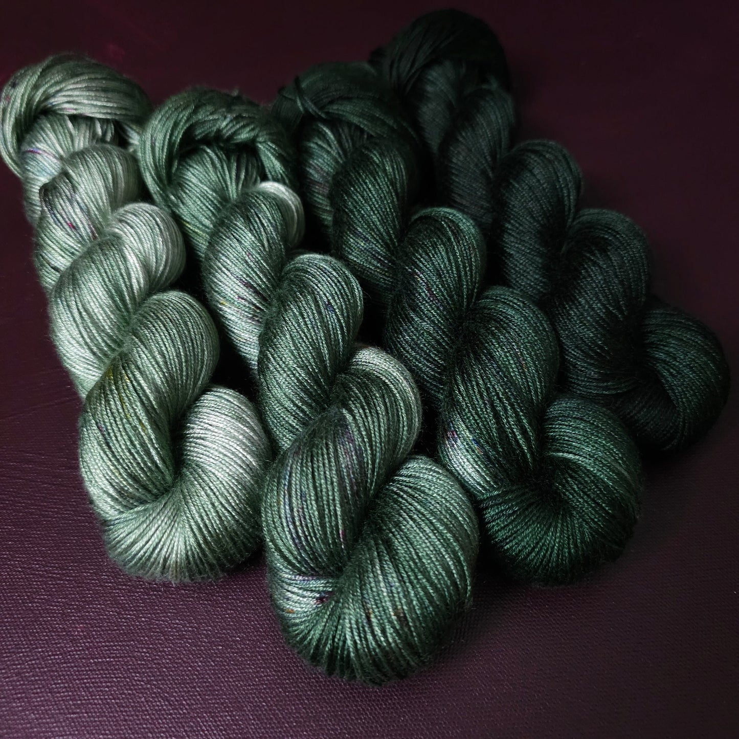 Hand dyed yarn ~ Fade Set*** Dyed to order ~ Rainbow Obsidian ~ tencel yarn, bamboo yarn, vegan, hand painted, fingering, DK