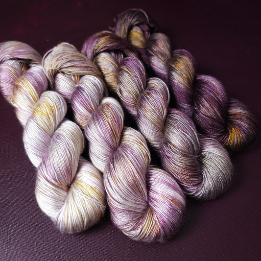 Hand dyed yarn ~ Fade Set*** Dyed to order ~ Ametrine ~ tencel yarn, bamboo yarn, vegan, hand painted, fingering, DK