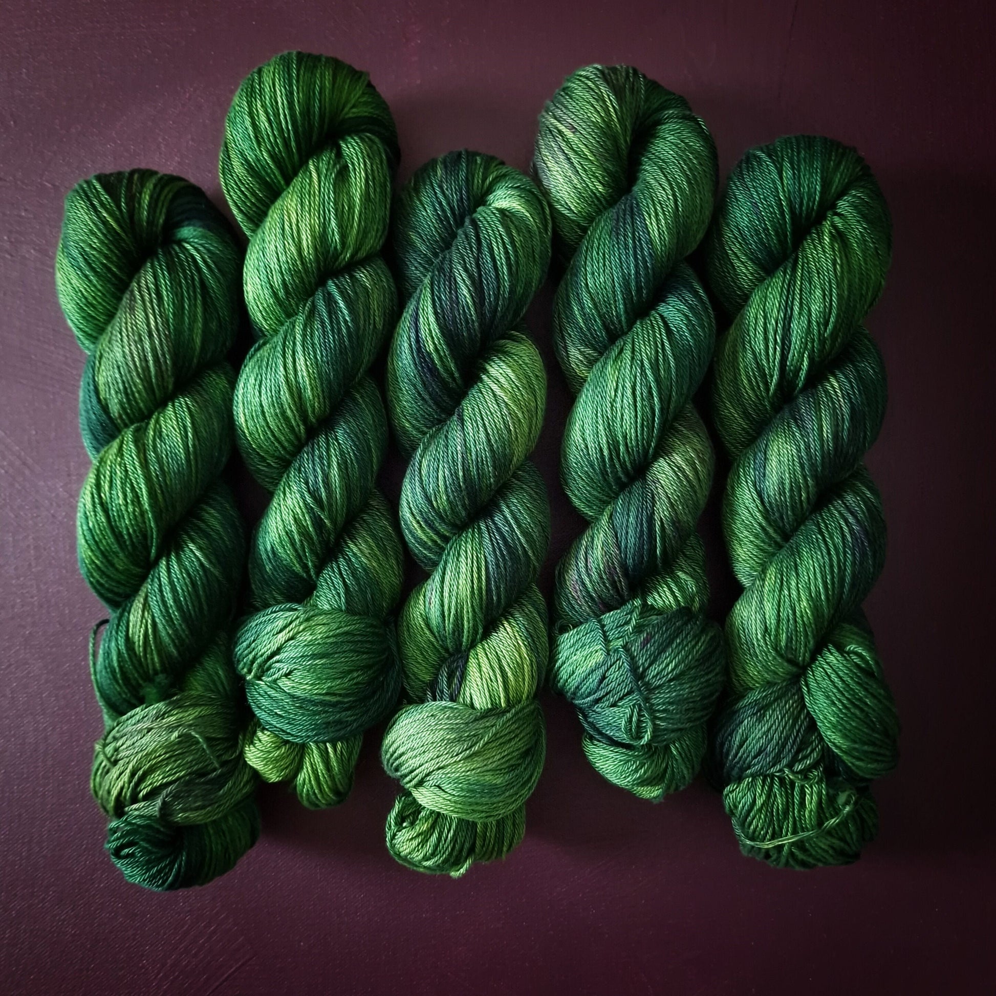 Hand dyed yarn ~ Poison Ivy ~ mercerized cotton yarn, vegan, hand painted, indie dyed