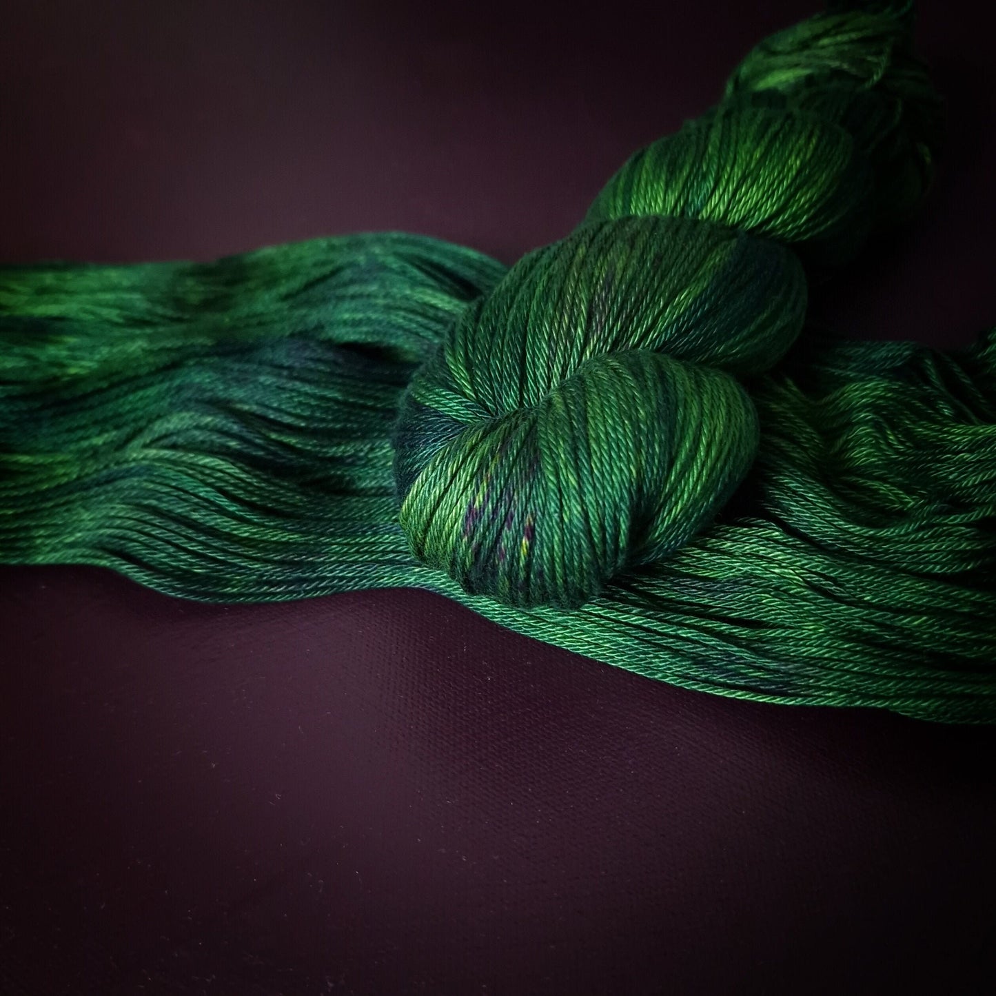 Hand dyed yarn ~ Poison Ivy ~ mercerized cotton yarn, vegan, hand painted, indie dyed