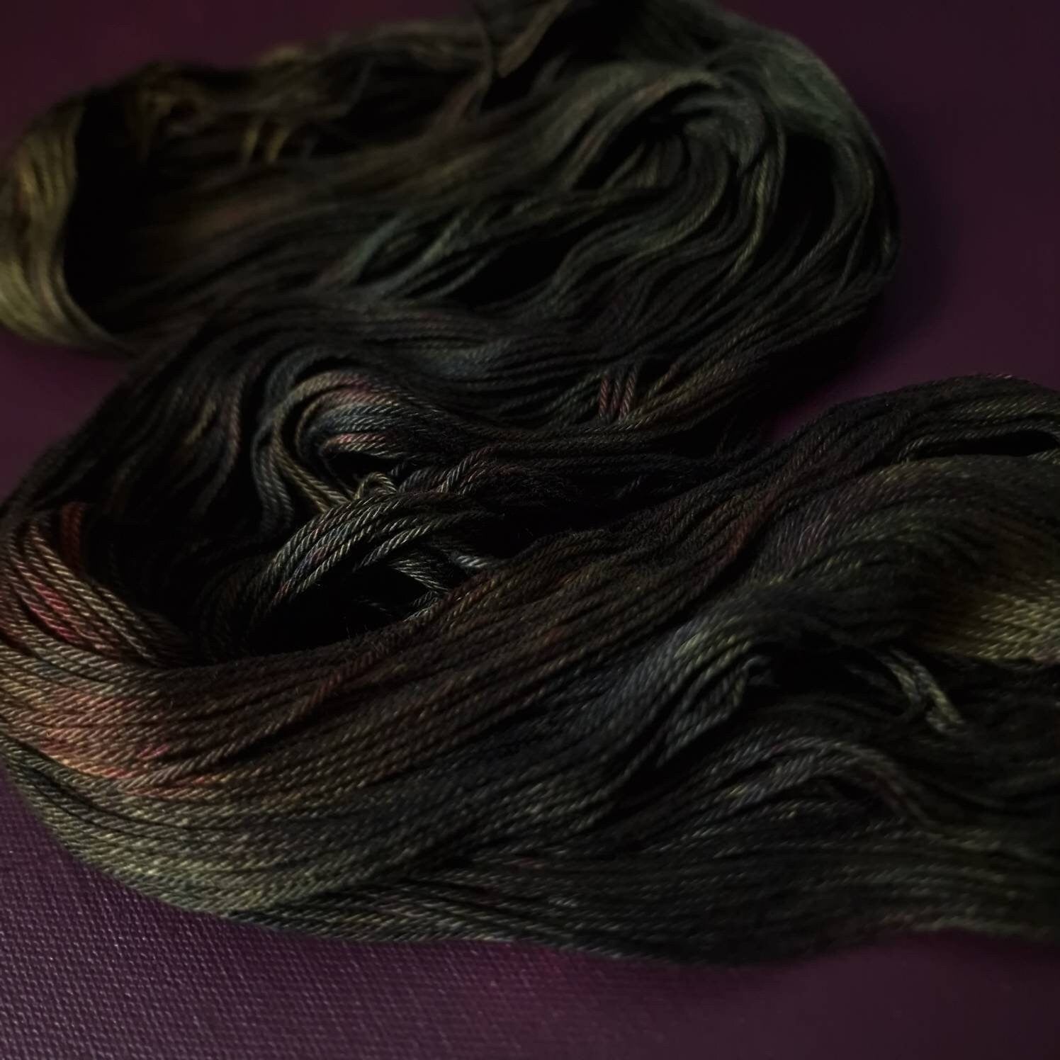 Hand dyed yarn ~ Lava Rock*** Dyed to order ~ mercerized cotton yarn, vegan, hand painted