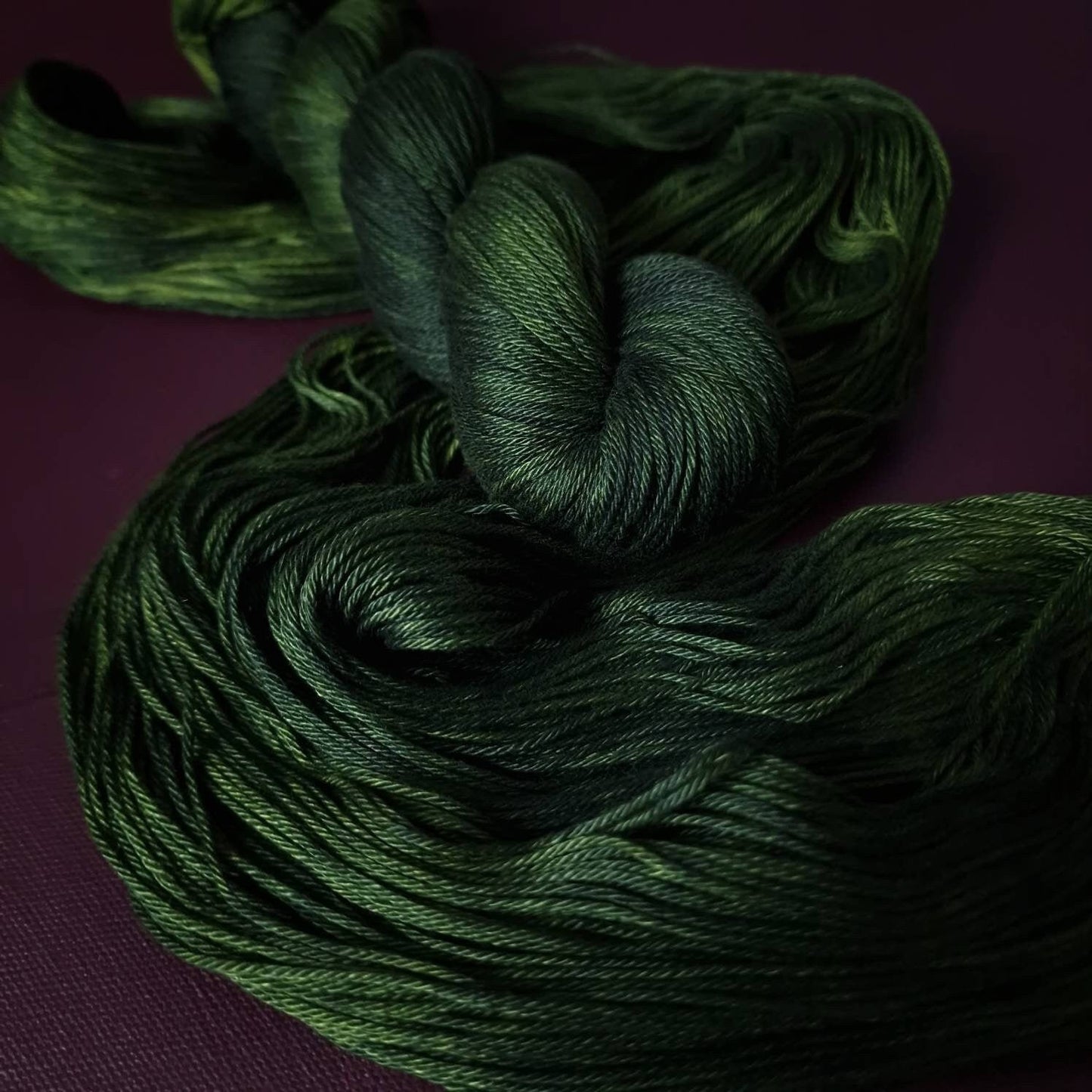 Hand dyed yarn ~ Pine*** Dyed to order ~ mercerized cotton yarn, vegan, hand painted