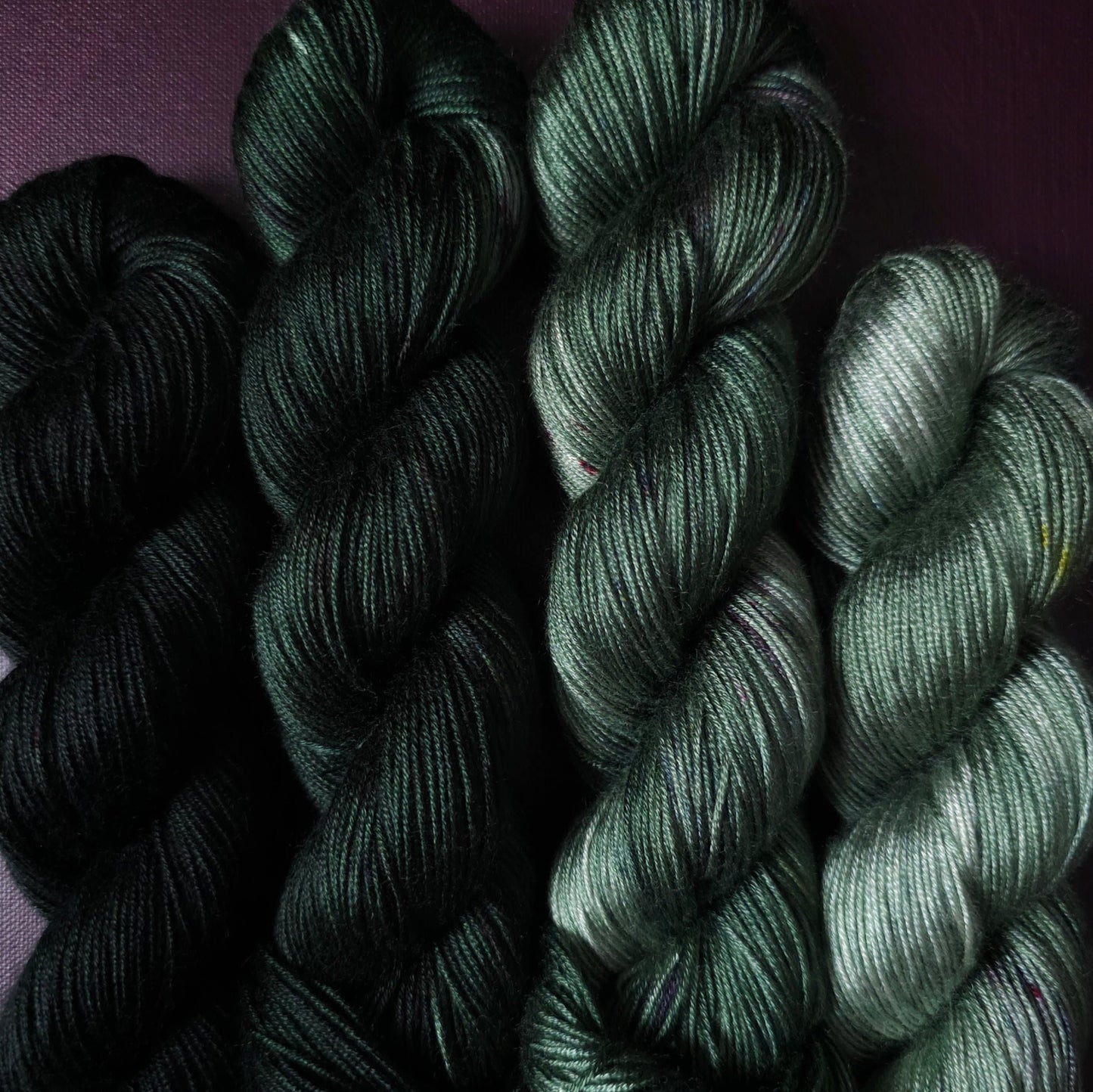 Hand dyed yarn ~ Fade Set*** Dyed to order ~ Rainbow Obsidian ~ tencel yarn, bamboo yarn, vegan, hand painted, fingering, DK