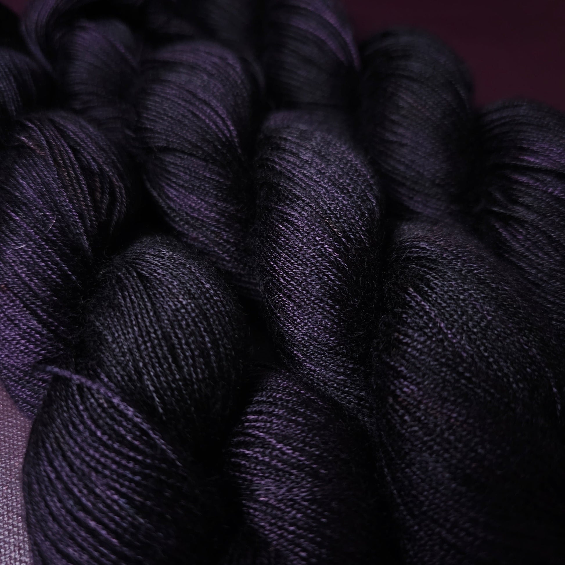 Hand dyed yarn ~ Black LavenderLavender By Night ***Dyed to order ~ fingering / DK weight tencel OR bamboo yarn, vegan, hand painted