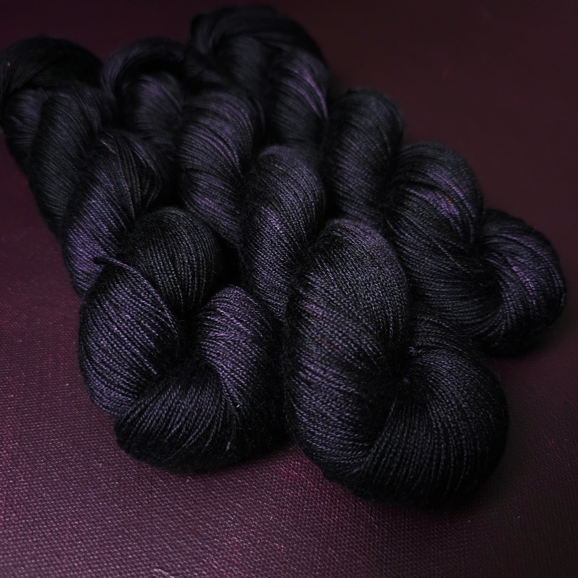 Hand dyed yarn ~ Black LavenderLavender By Night ***Dyed to order ~ fingering / DK weight tencel OR bamboo yarn, vegan, hand painted