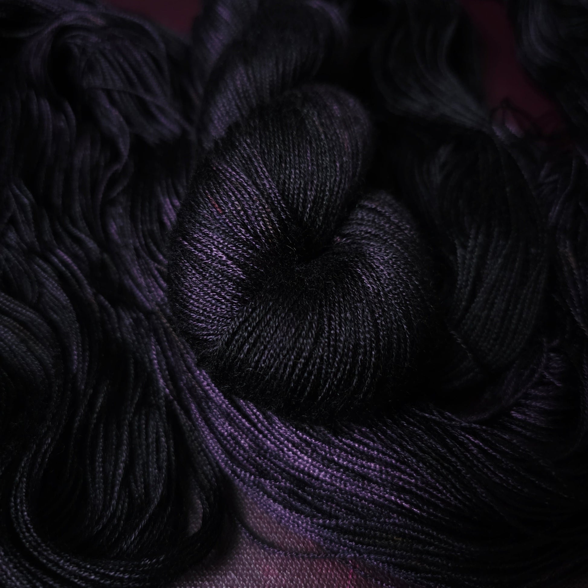 Hand dyed yarn ~ Black LavenderLavender By Night ***Dyed to order ~ fingering / DK weight tencel OR bamboo yarn, vegan, hand painted