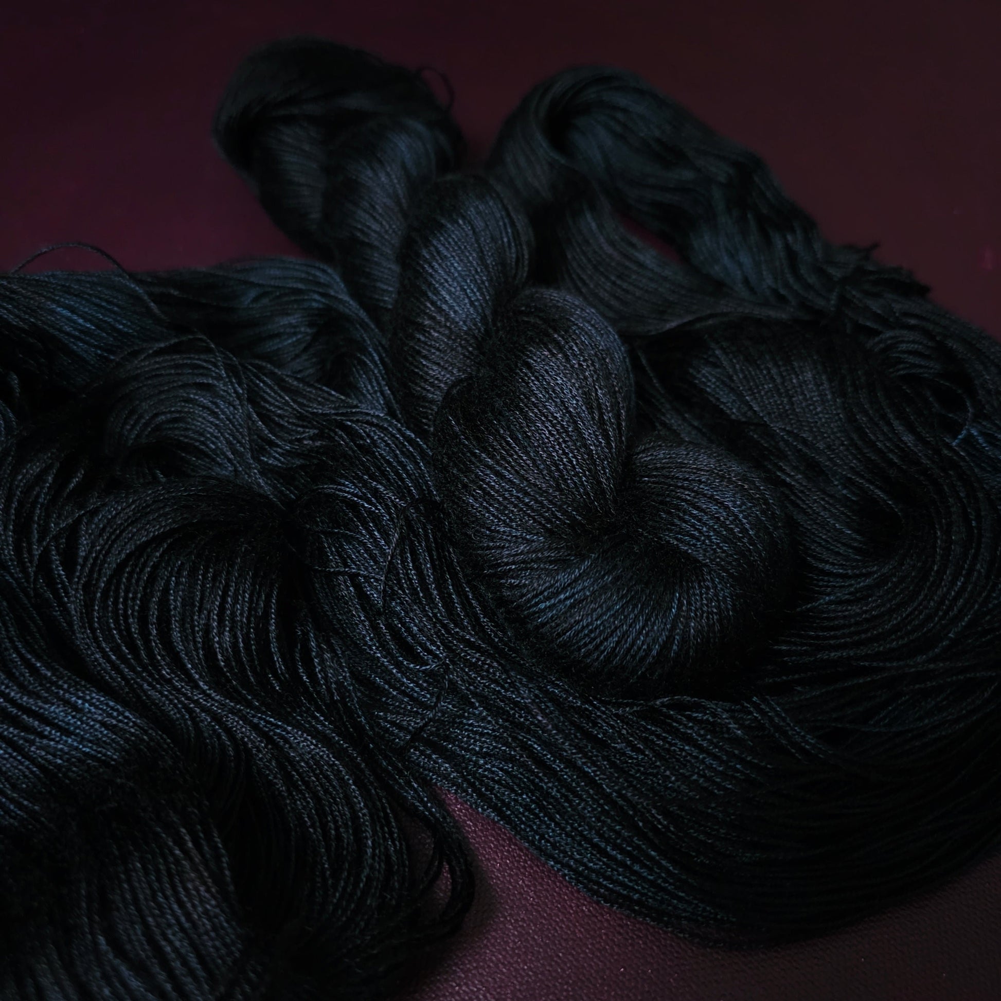 Hand dyed yarn ~ Black Dove ***Dyed to order ~ fingering / DK weight tencel OR bamboo yarn, vegan, hand painted