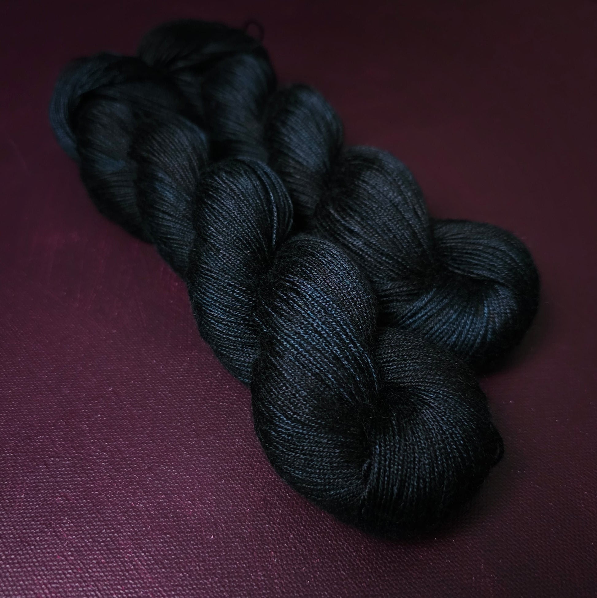 Hand dyed yarn ~ Black Dove ***Dyed to order ~ fingering / DK weight tencel OR bamboo yarn, vegan, hand painted