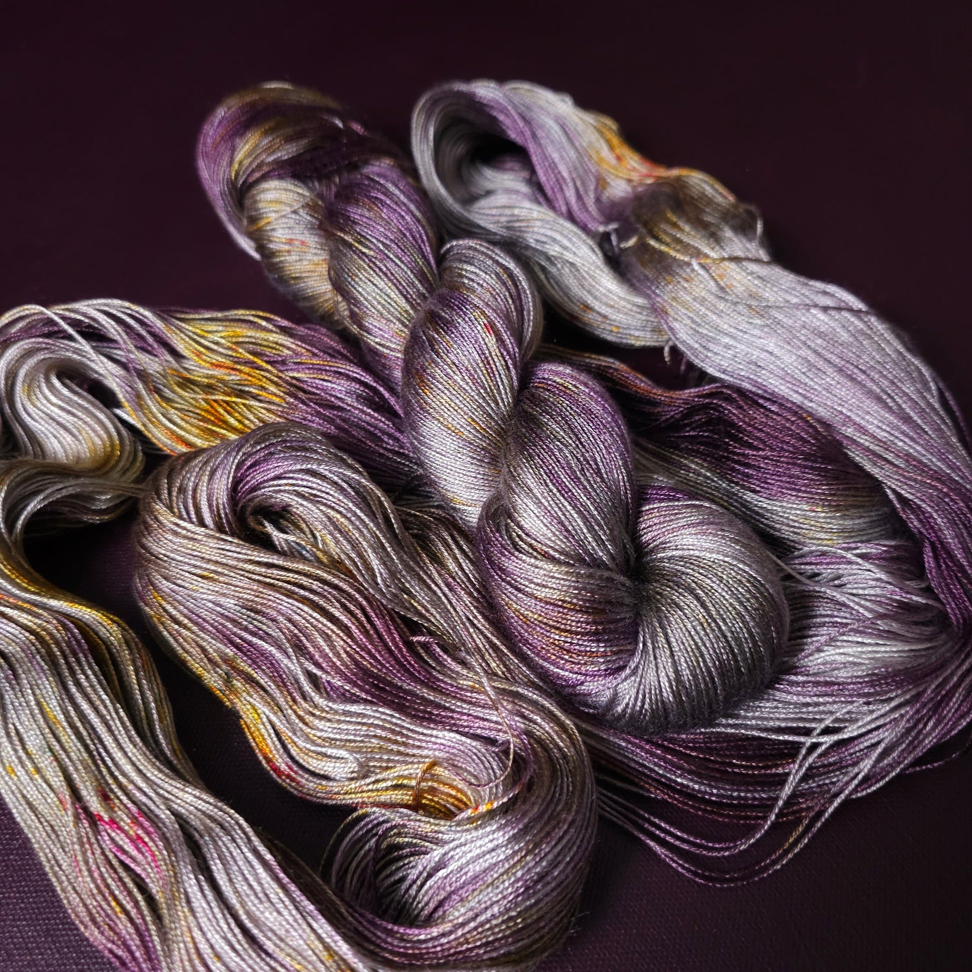 Hand dyed yarn ~ Smokey Amethyst ***Dyed to order ~ fingering / DK weight tencel OR bamboo yarn, vegan, hand painted