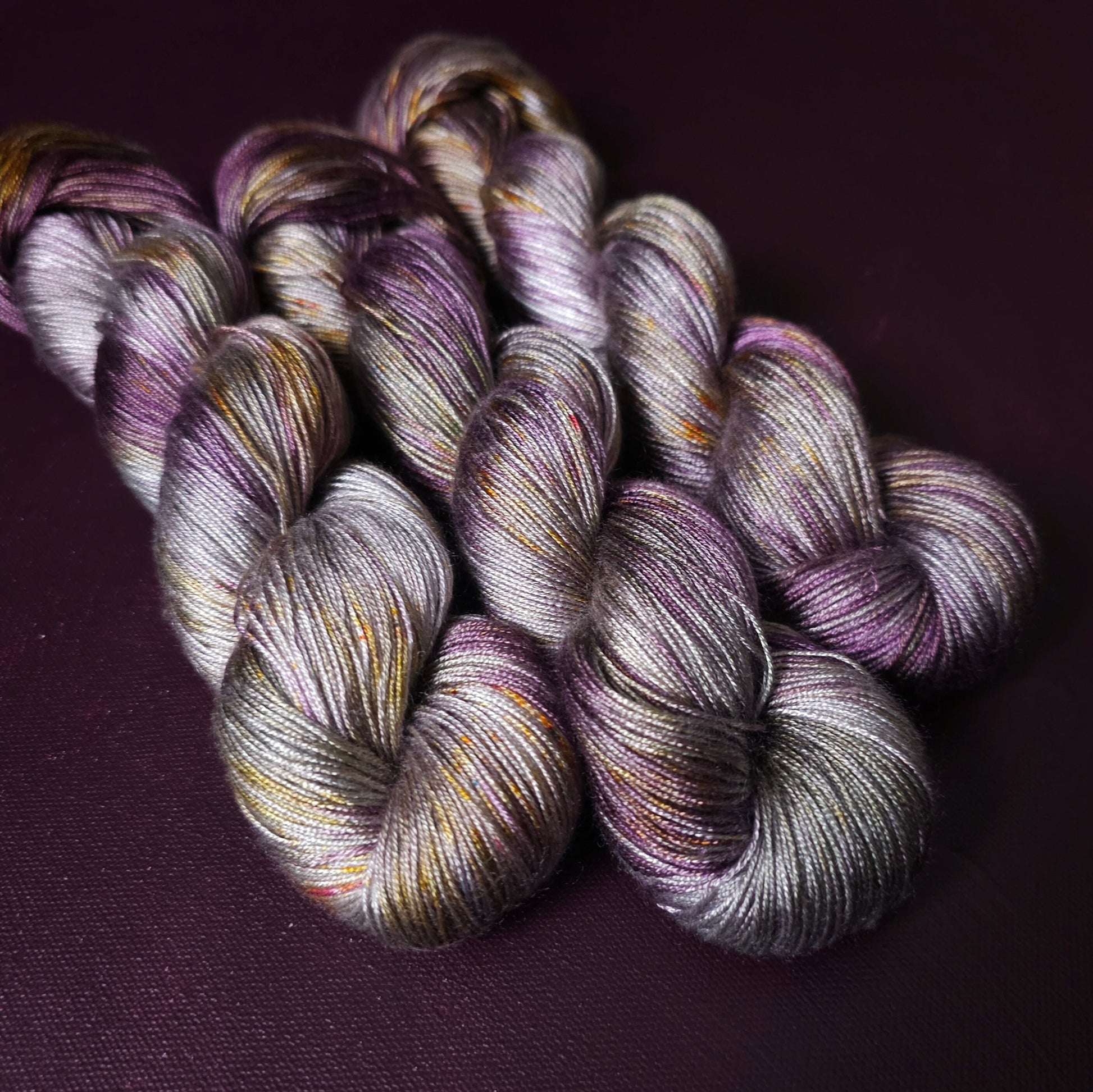 Hand dyed yarn ~ Smokey Amethyst ***Dyed to order ~ fingering / DK weight tencel OR bamboo yarn, vegan, hand painted