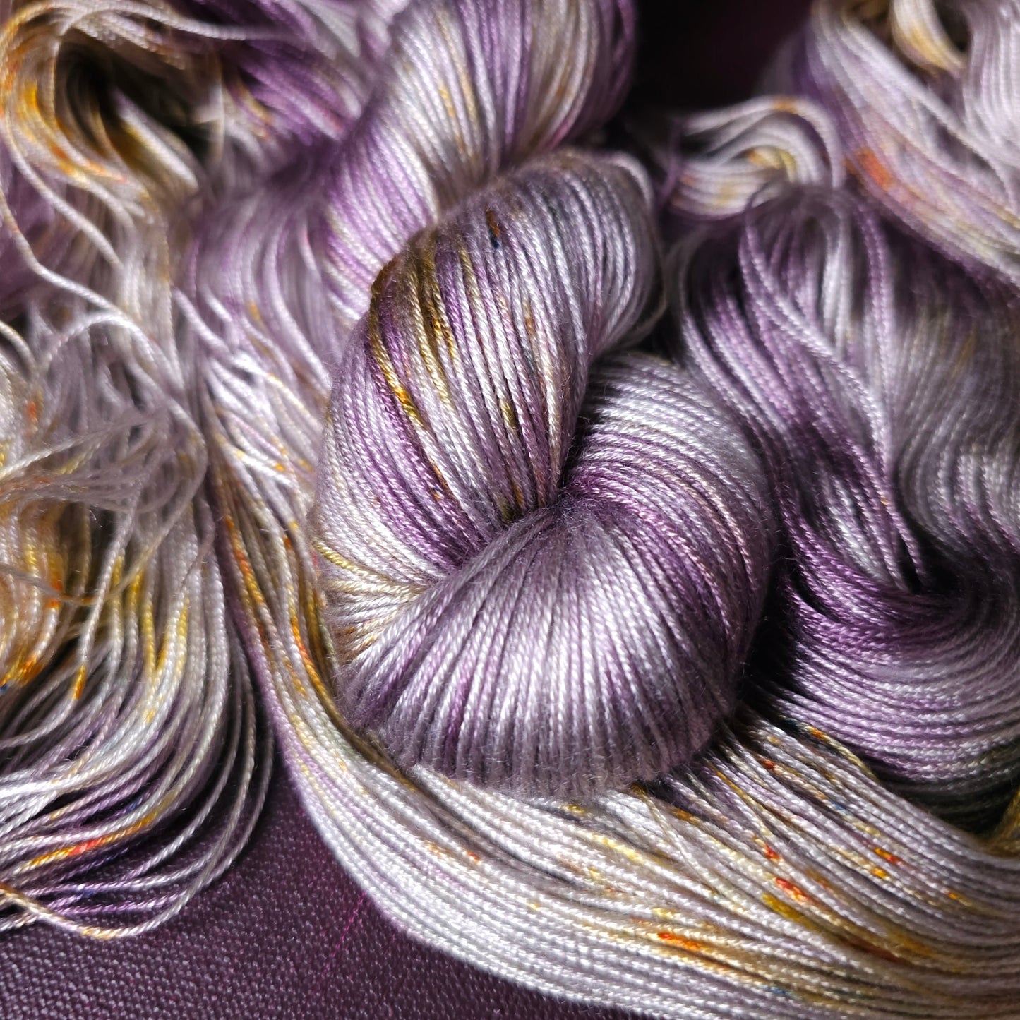 Hand dyed yarn ~ Golden Amethyst ***Dyed to order ~ fingering / DK weight tencel OR bamboo yarn, vegan, hand painted