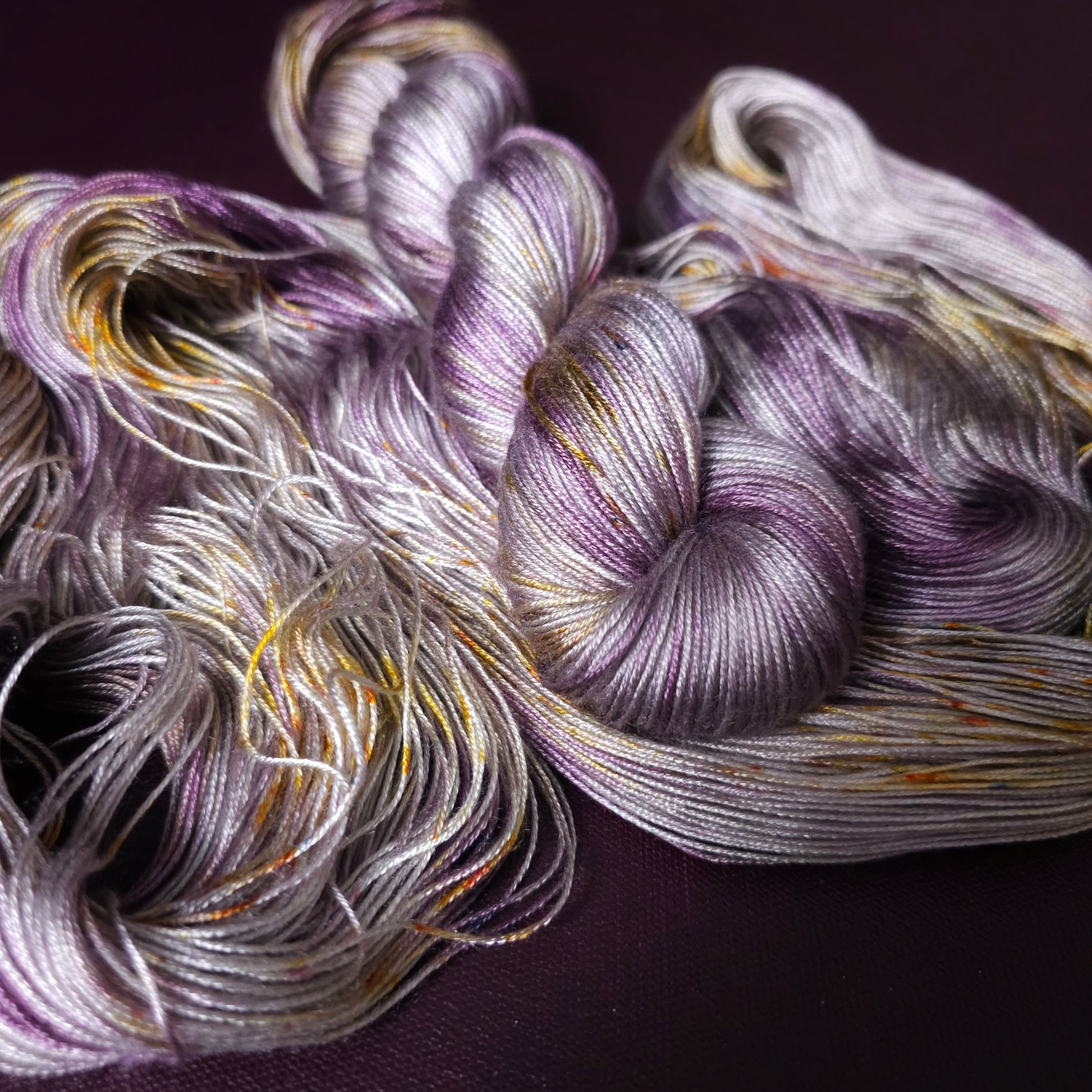 Hand dyed yarn ~ Golden Amethyst ***Dyed to order ~ fingering / DK weight tencel OR bamboo yarn, vegan, hand painted