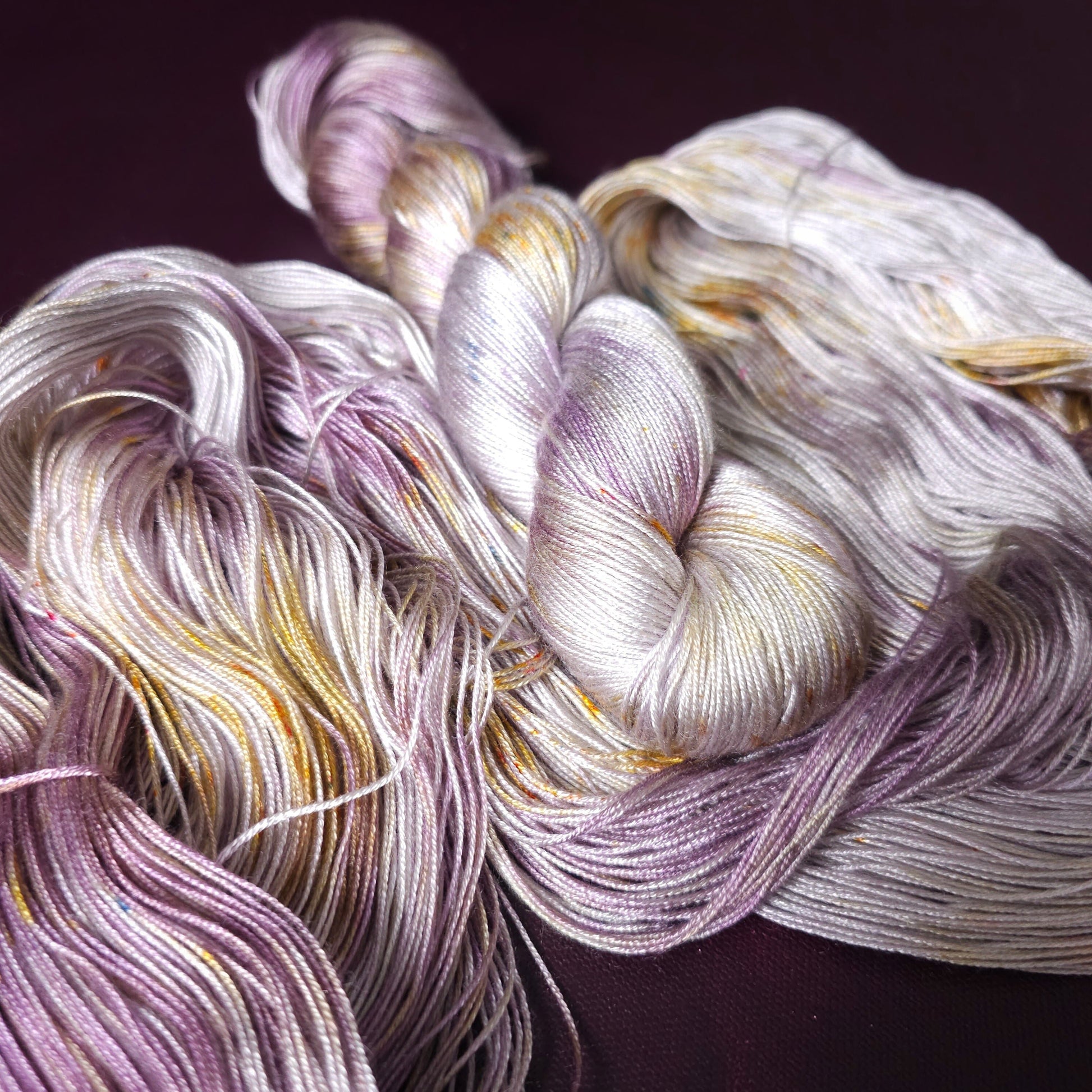 Hand dyed yarn ~ Amethyst Cloud ***Dyed to order ~ fingering / DK weight tencel OR bamboo yarn, vegan, hand painted