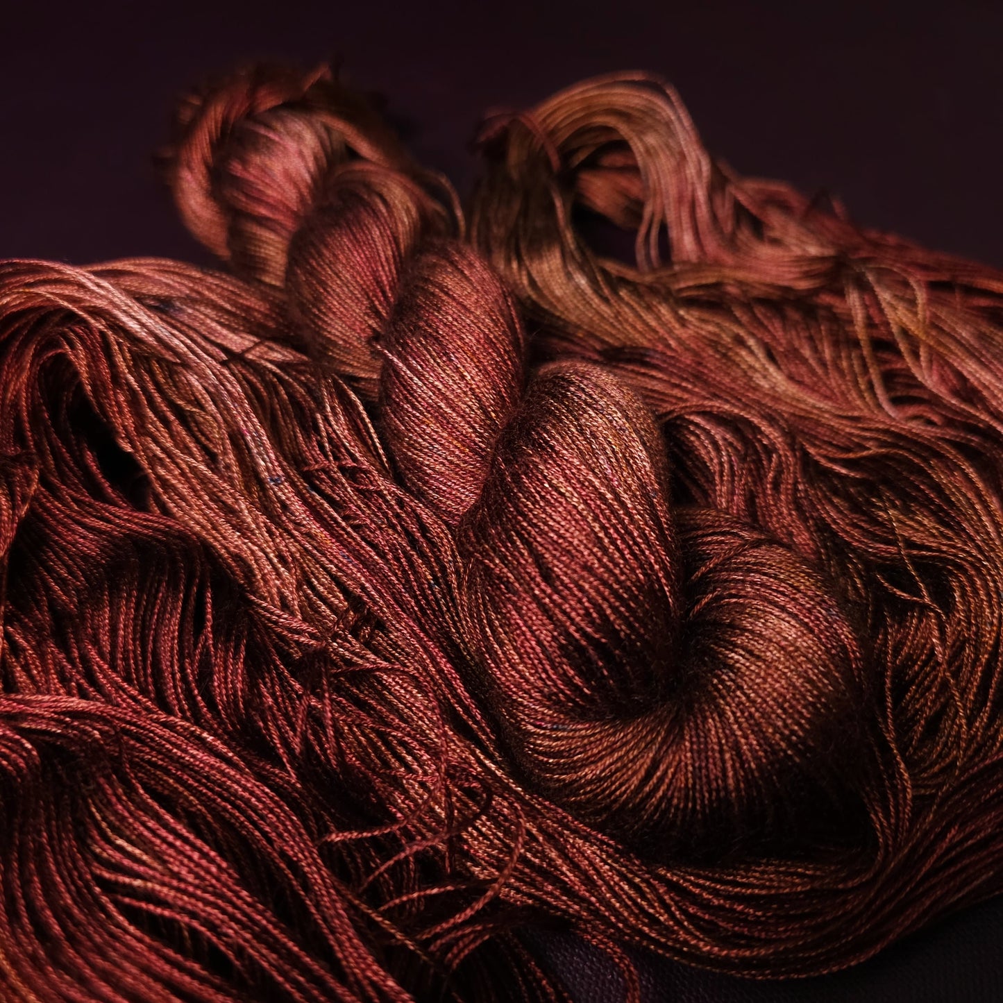 Hand dyed yarn ~ Copper Blaze ***Dyed to order ~ fingering / DK weight tencel OR bamboo yarn, vegan, hand painted