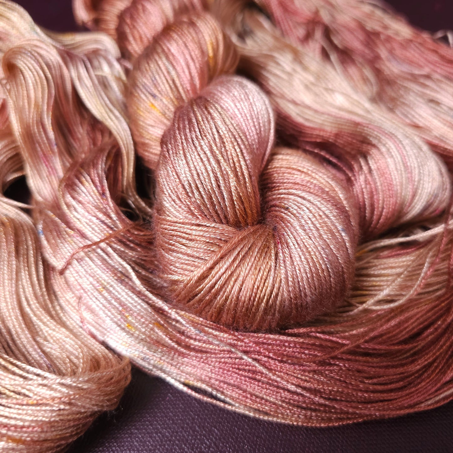 Hand dyed yarn ~ Blushing Dawn ***Dyed to order ~ fingering / DK weight tencel OR bamboo yarn, vegan, hand painted