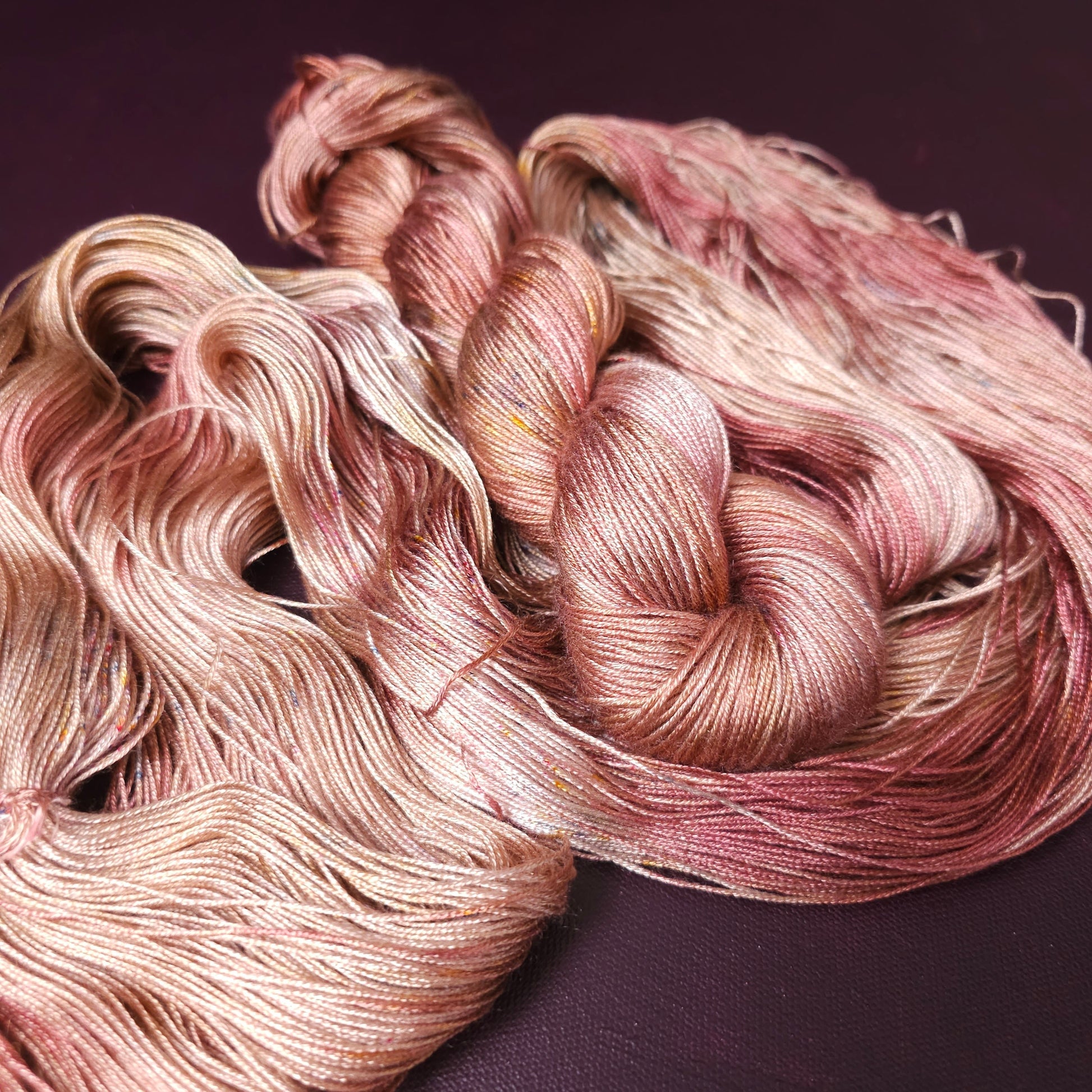 Hand dyed yarn ~ Blushing Dawn ***Dyed to order ~ fingering / DK weight tencel OR bamboo yarn, vegan, hand painted