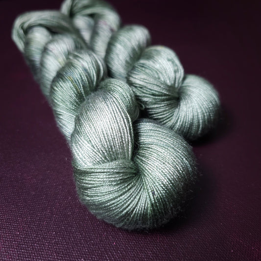 Hand dyed yarn ~ Moody Sage *** Dyed to order ~ fingering / DK weight tencel OR bamboo yarn, vegan, hand painted