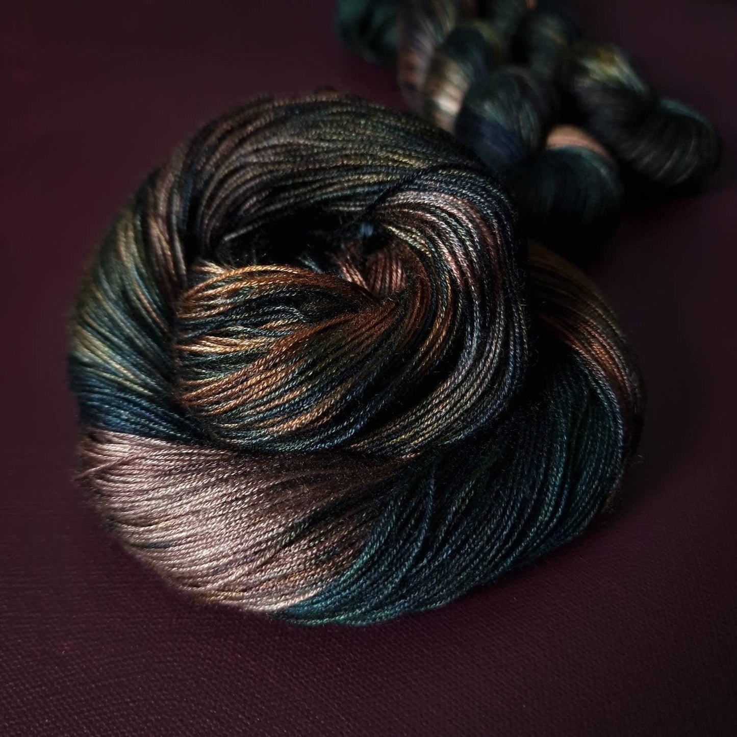 Hand dyed yarn ~ The Librarian ***Dyed to order ~ fingering / DK weight tencel OR bamboo yarn, vegan, hand painted