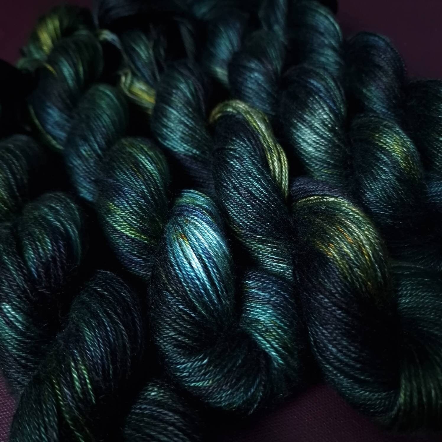 Hand dyed yarn ~ Poseidon ***Dyed to order ~ fingering / DK weight tencel OR bamboo yarn, vegan, hand painted