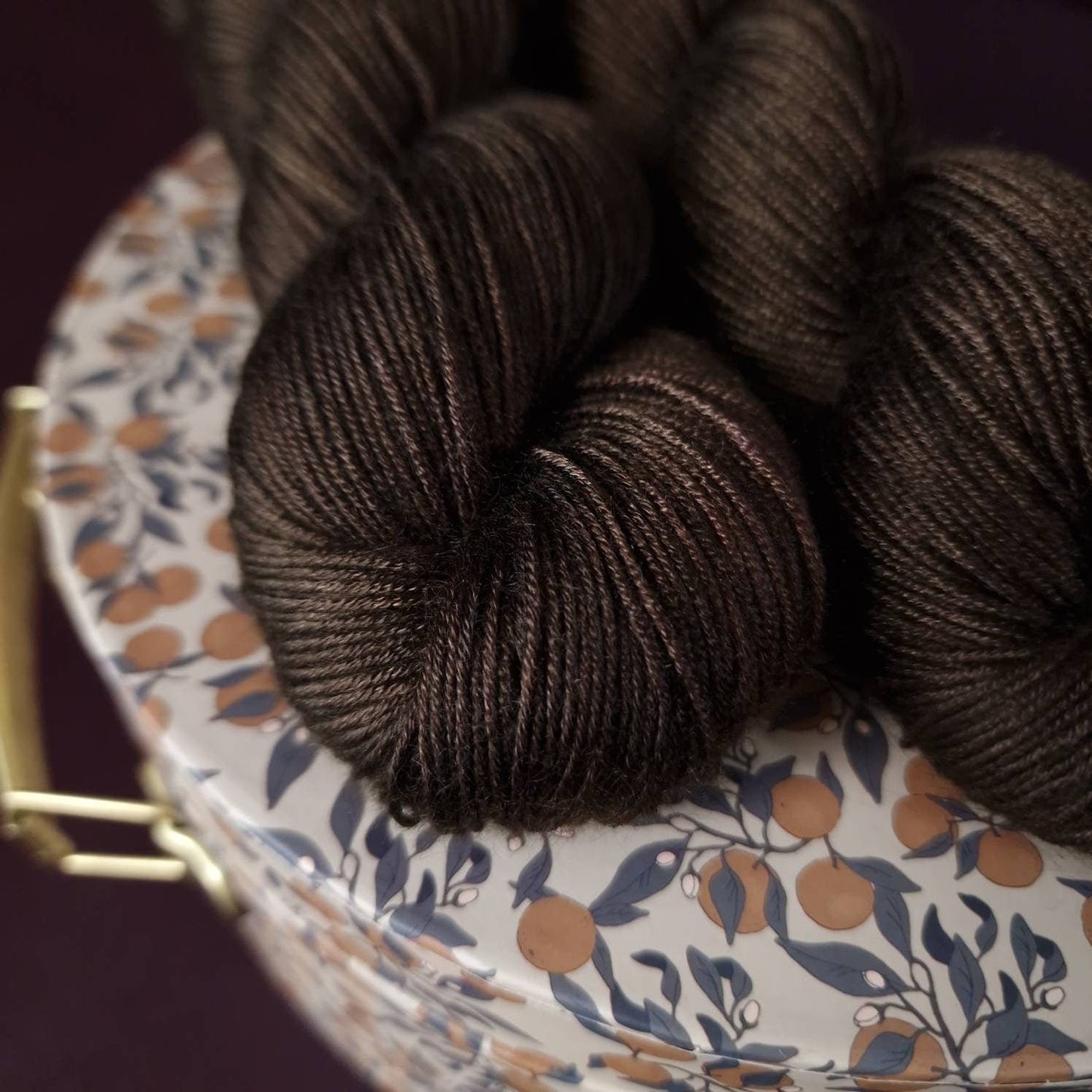 Hand dyed yarn ~ Dark Chocolate Cake***Dyed to order ~ fingering / DK weight tencel OR bamboo yarn, vegan, hand painted