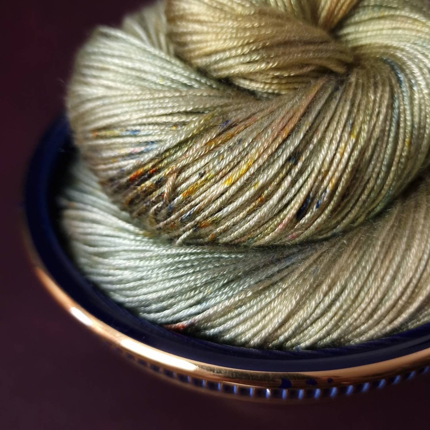 Hand dyed yarn ~ Olive Fairy***Dyed to order ~ fingering / DK weight tencel OR bamboo yarn, vegan, hand painted