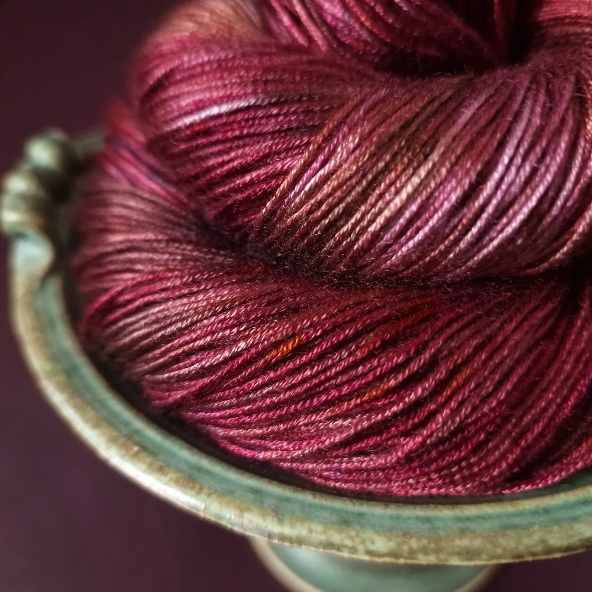 Hand dyed yarn ~ Hibiscus Tea ***Dyed to order ~ fingering / DK weight tencel OR bamboo yarn, vegan, hand painted