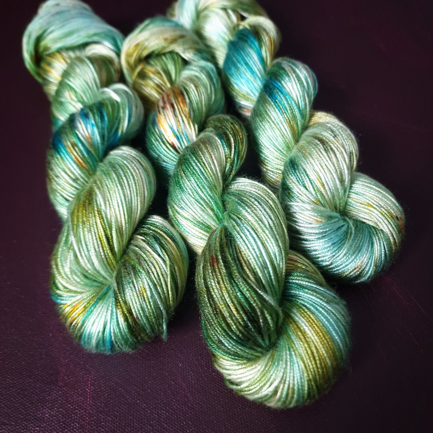 Hand dyed yarn ~ Kaleidoscope Beach***Dyed to order ~ fingering / DK weight tencel OR bamboo yarn, vegan, hand painted