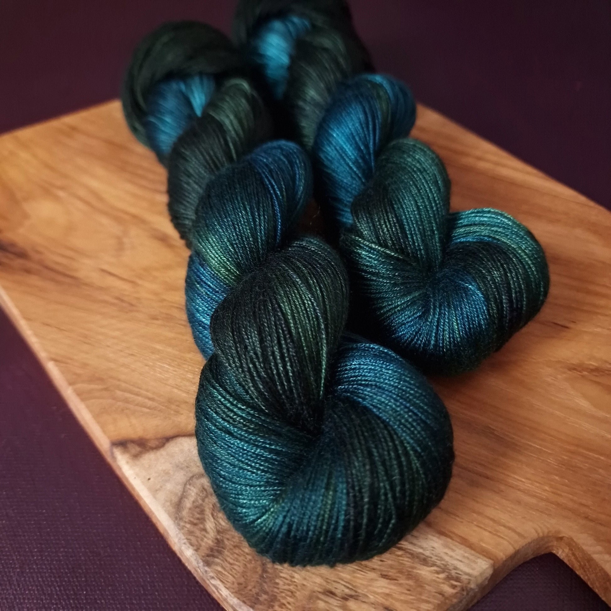 Hand dyed yarn ~ Midnight Sea***Dyed to order ~ fingering / DK weight tencel OR bamboo yarn, vegan, hand painted