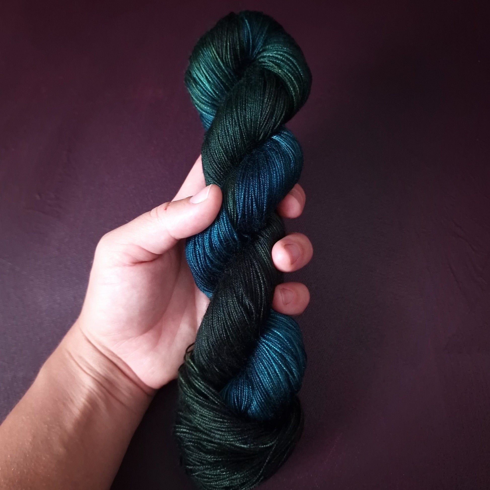 Hand dyed yarn ~ Midnight Sea***Dyed to order ~ fingering / DK weight tencel OR bamboo yarn, vegan, hand painted