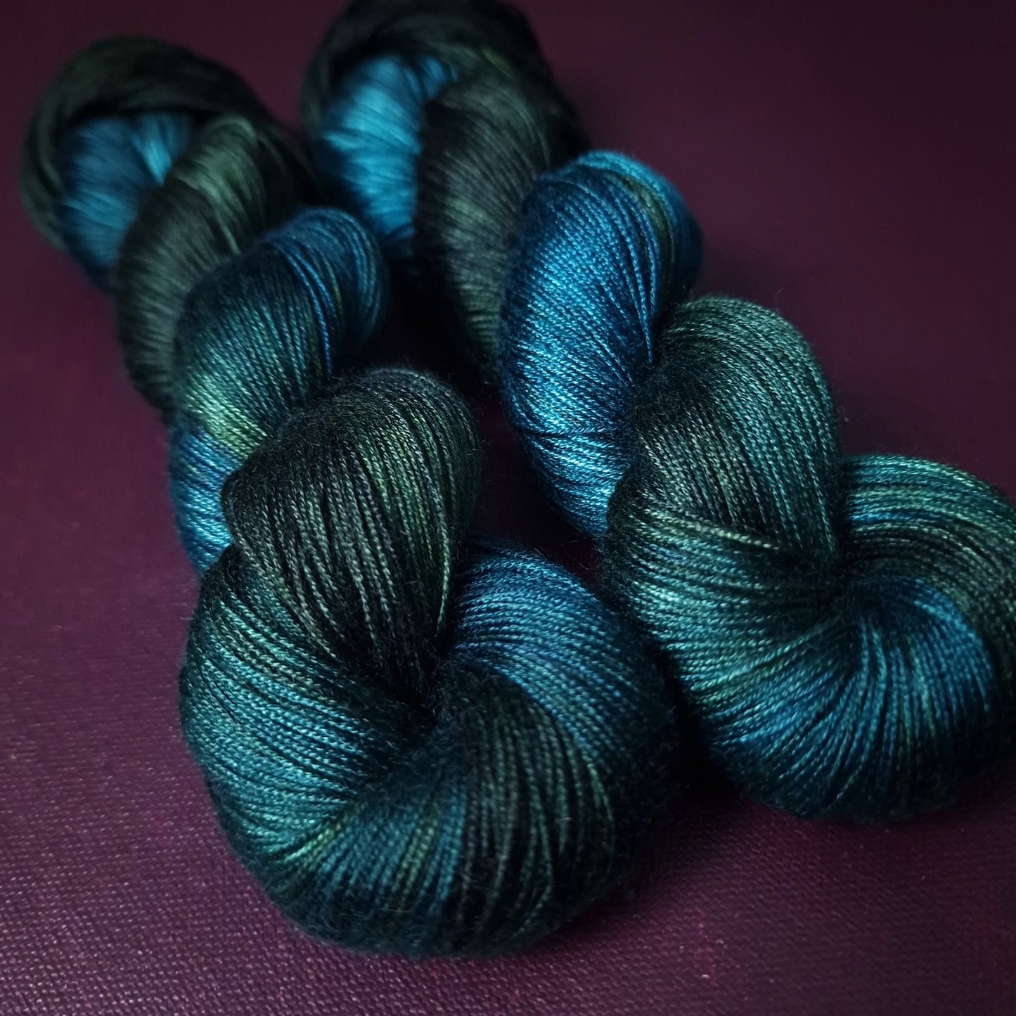 Hand dyed yarn ~ Midnight Sea***Dyed to order ~ fingering / DK weight tencel OR bamboo yarn, vegan, hand painted