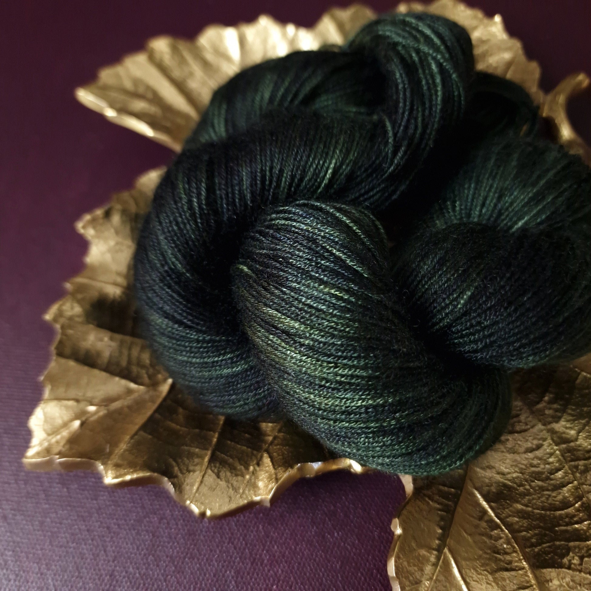 Hand dyed yarn ~ Dark Forest ***Dyed to order ~ fingering / DK weight tencel OR bamboo yarn, vegan, hand painted