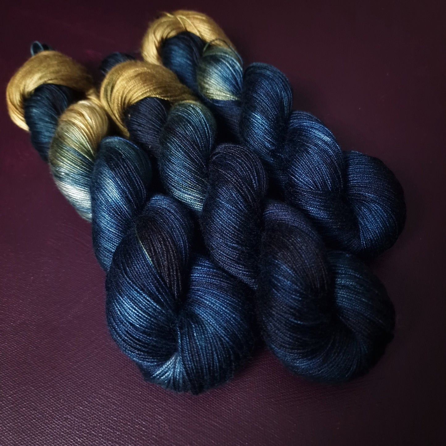 Hand dyed yarn ~ Ocean&#39;s Treasure ***Dyed to order ~ fingering / DK weight tencel OR bamboo yarn, vegan, hand painted