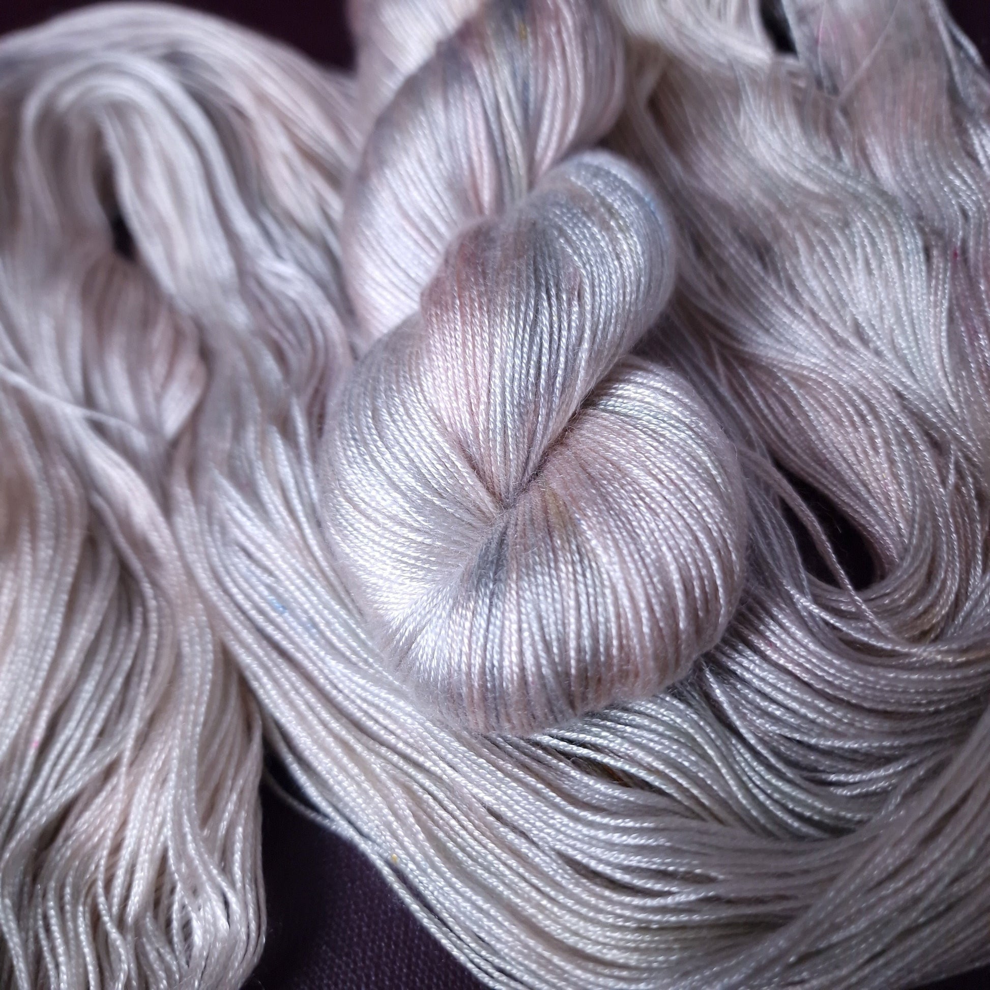 Hand dyed yarn ~ Marshmallow Cloud *** Dyed to order ~ fingering / DK weight tencel OR bamboo yarn, vegan, hand painted