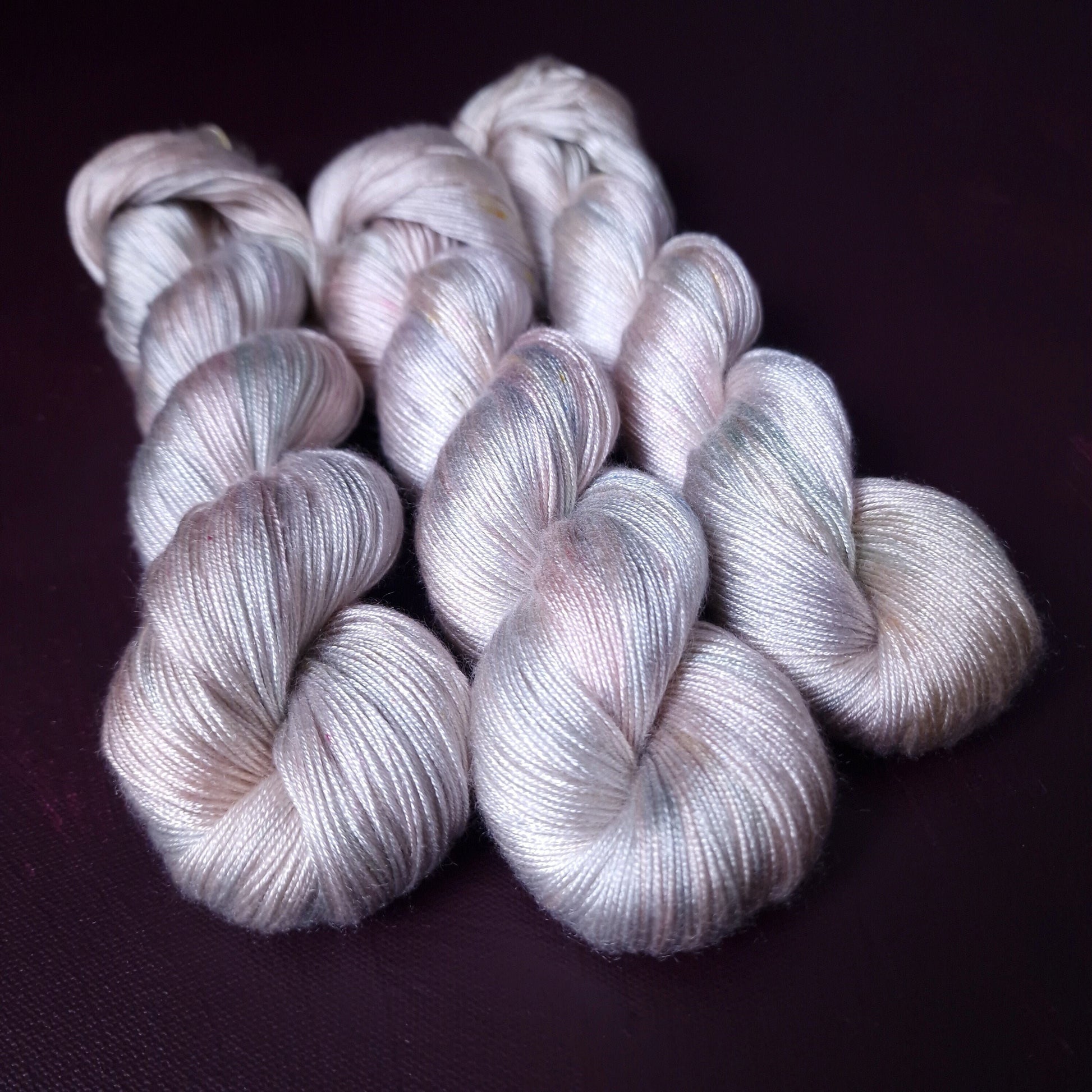 Hand dyed yarn ~ Marshmallow Cloud *** Dyed to order ~ fingering / DK weight tencel OR bamboo yarn, vegan, hand painted