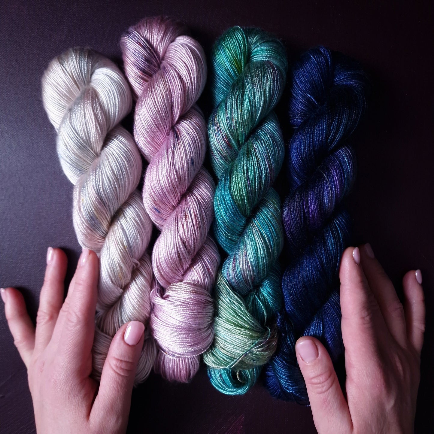 Hand dyed yarn ~ Marshmallow Cloud *** Dyed to order ~ fingering / DK weight tencel OR bamboo yarn, vegan, hand painted