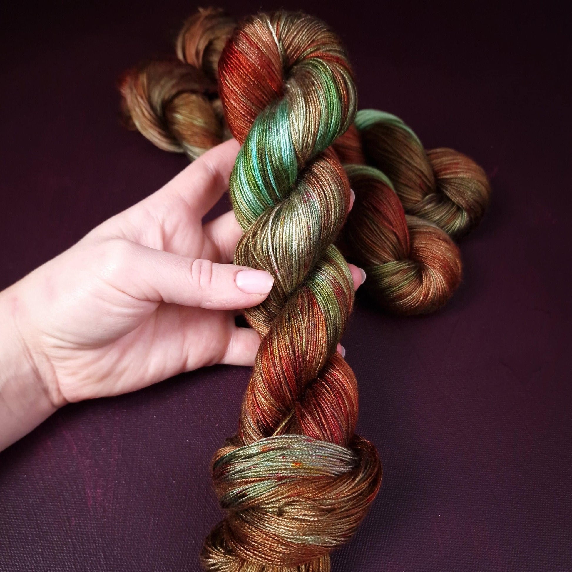 Hand dyed yarn ~ Tales Of A Rooster *** Dyed to order ~ fingering / DK weight tencel OR bamboo yarn, vegan, hand painted