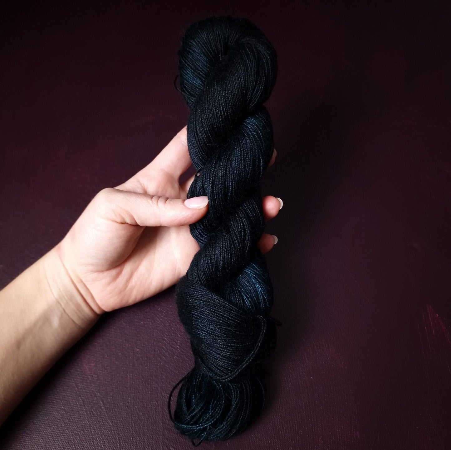 Hand dyed yarn ~ After Midnight *** Dyed to order ~ fingering / DK weight tencel OR bamboo yarn, vegan, hand painted