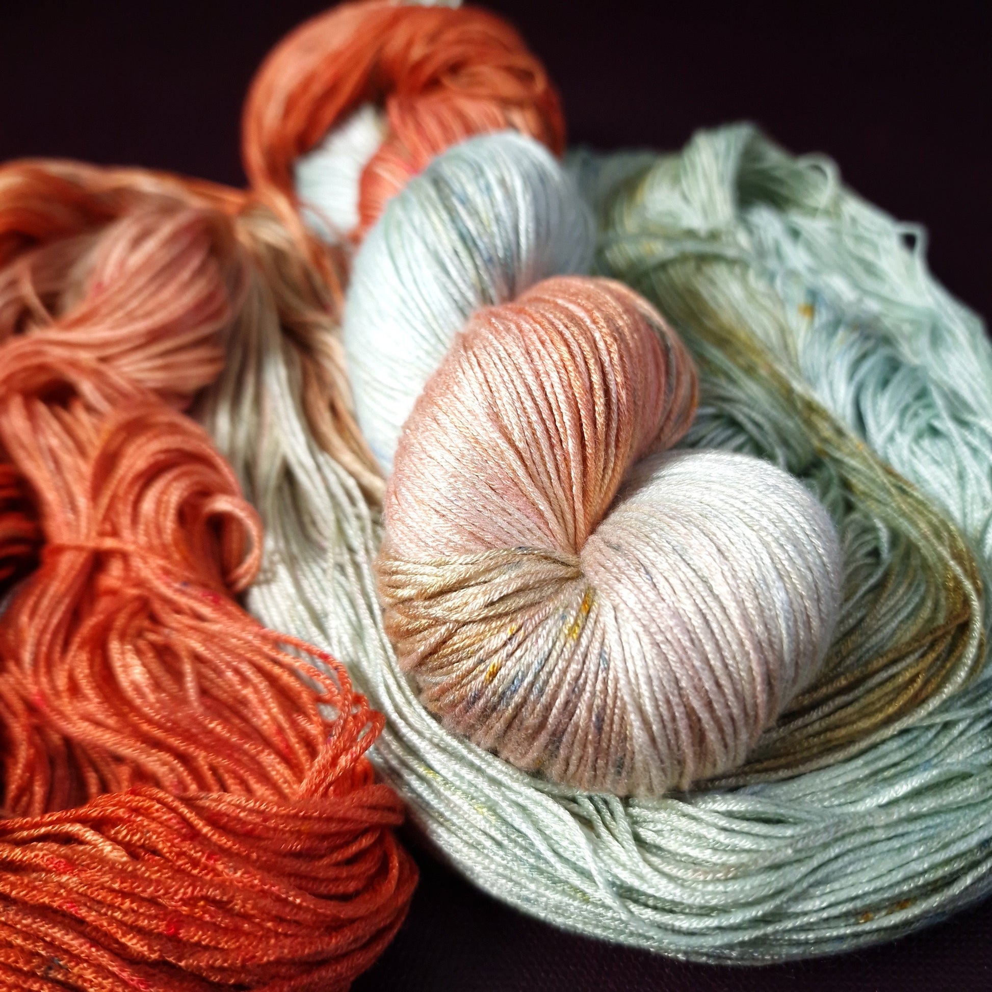 Hand dyed yarn ~ Peach On The Beach *** Dyed to order ~ fingering / DK weight tencel OR bamboo yarn, vegan, hand painted