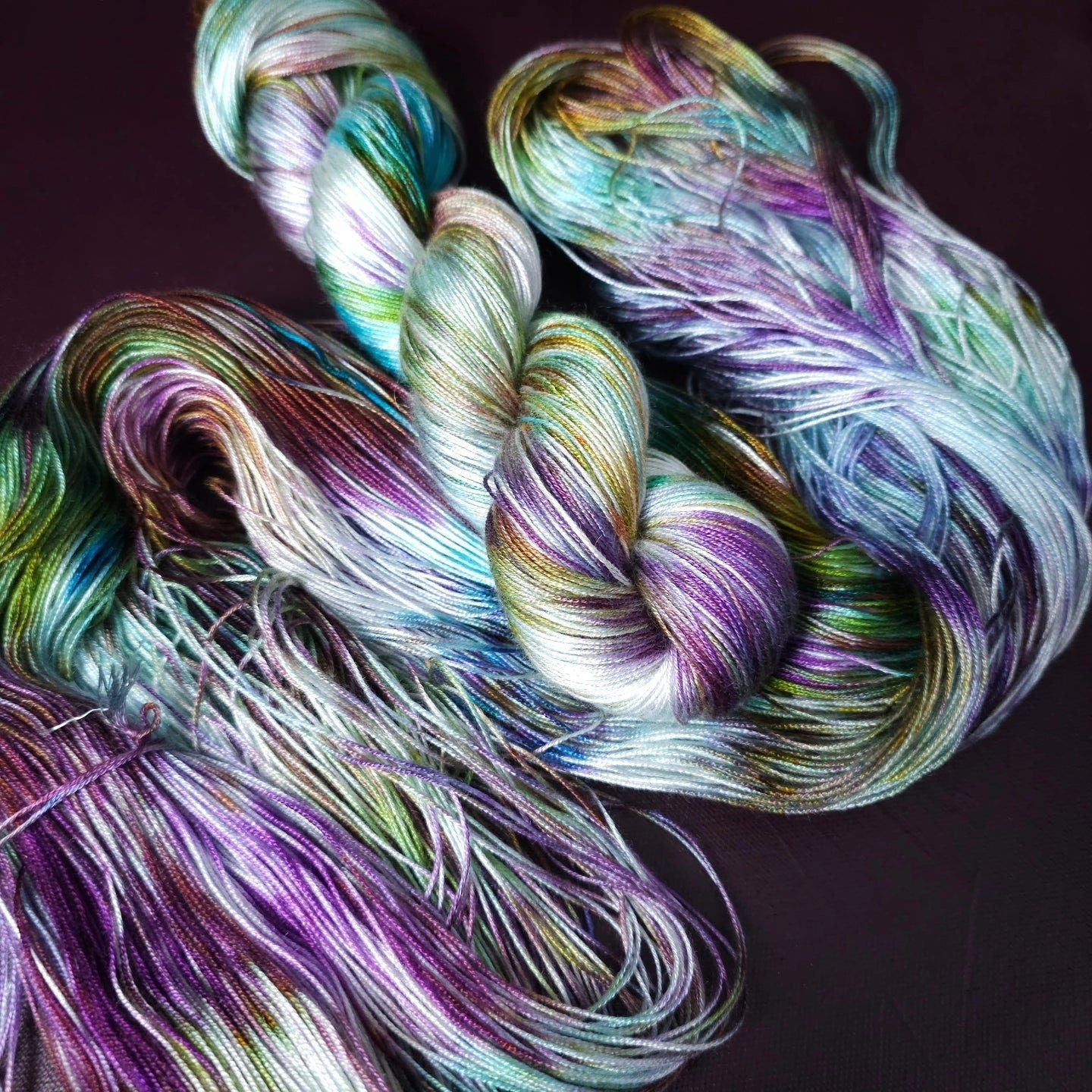 Hand dyed yarn ~ Pastel Sea Glass *** Dyed to order ~ fingering / DK weight tencel OR bamboo yarn, vegan, hand painted