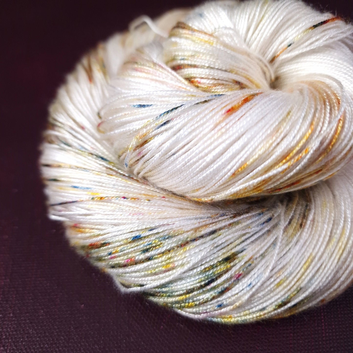 Hand dyed yarn ~ Sprinkles On The Snow *** Dyed to order ~ fingering / DK weight tencel OR bamboo yarn, vegan, hand painted